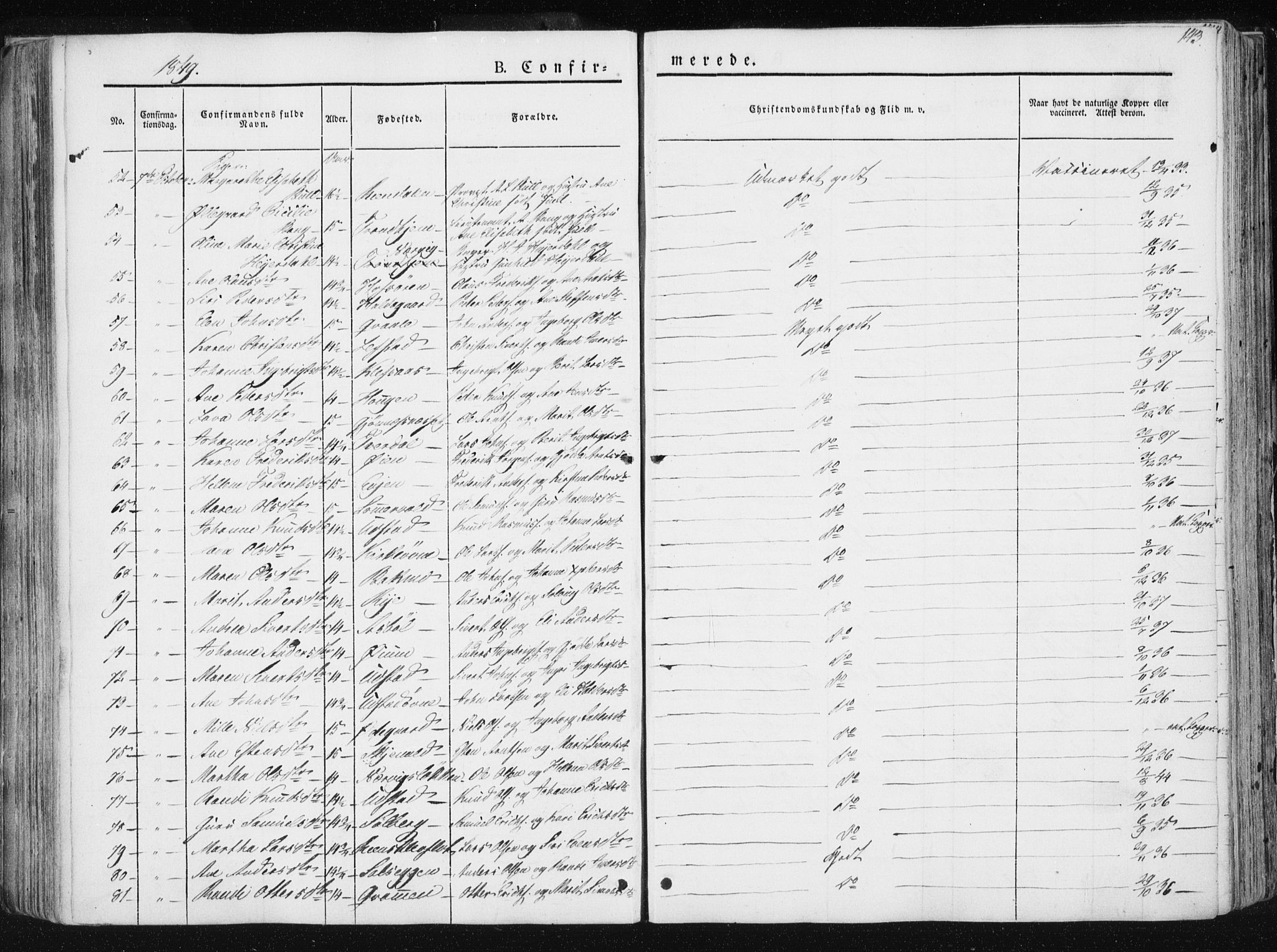 Ministerialprotokoller, klokkerbøker og fødselsregistre - Sør-Trøndelag, SAT/A-1456/668/L0805: Parish register (official) no. 668A05, 1840-1853, p. 143
