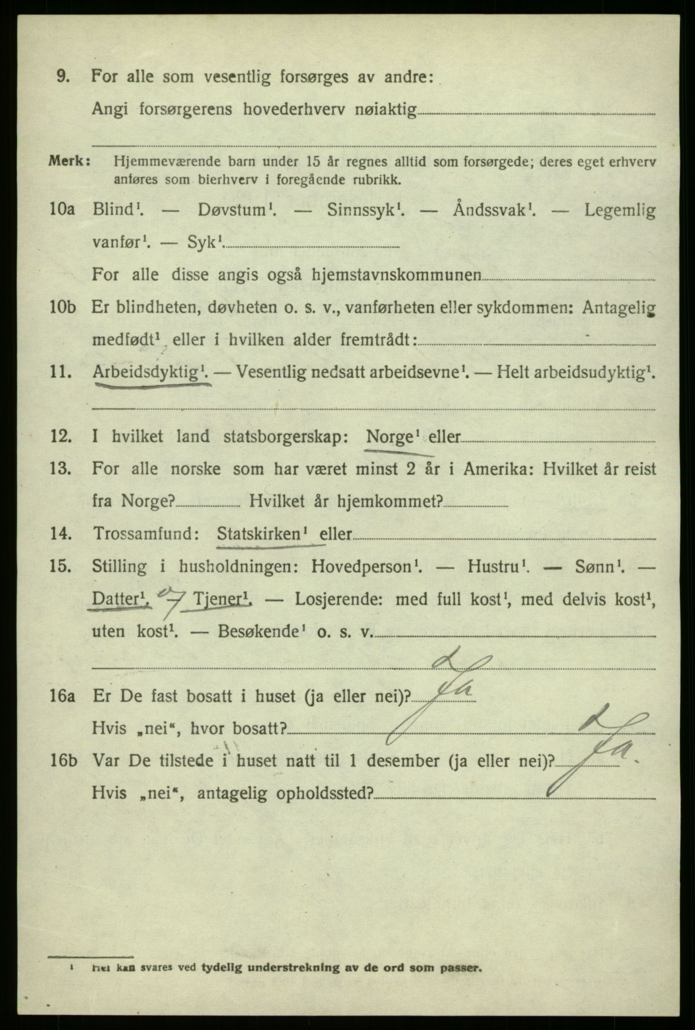 SAB, 1920 census for Haus, 1920, p. 3270