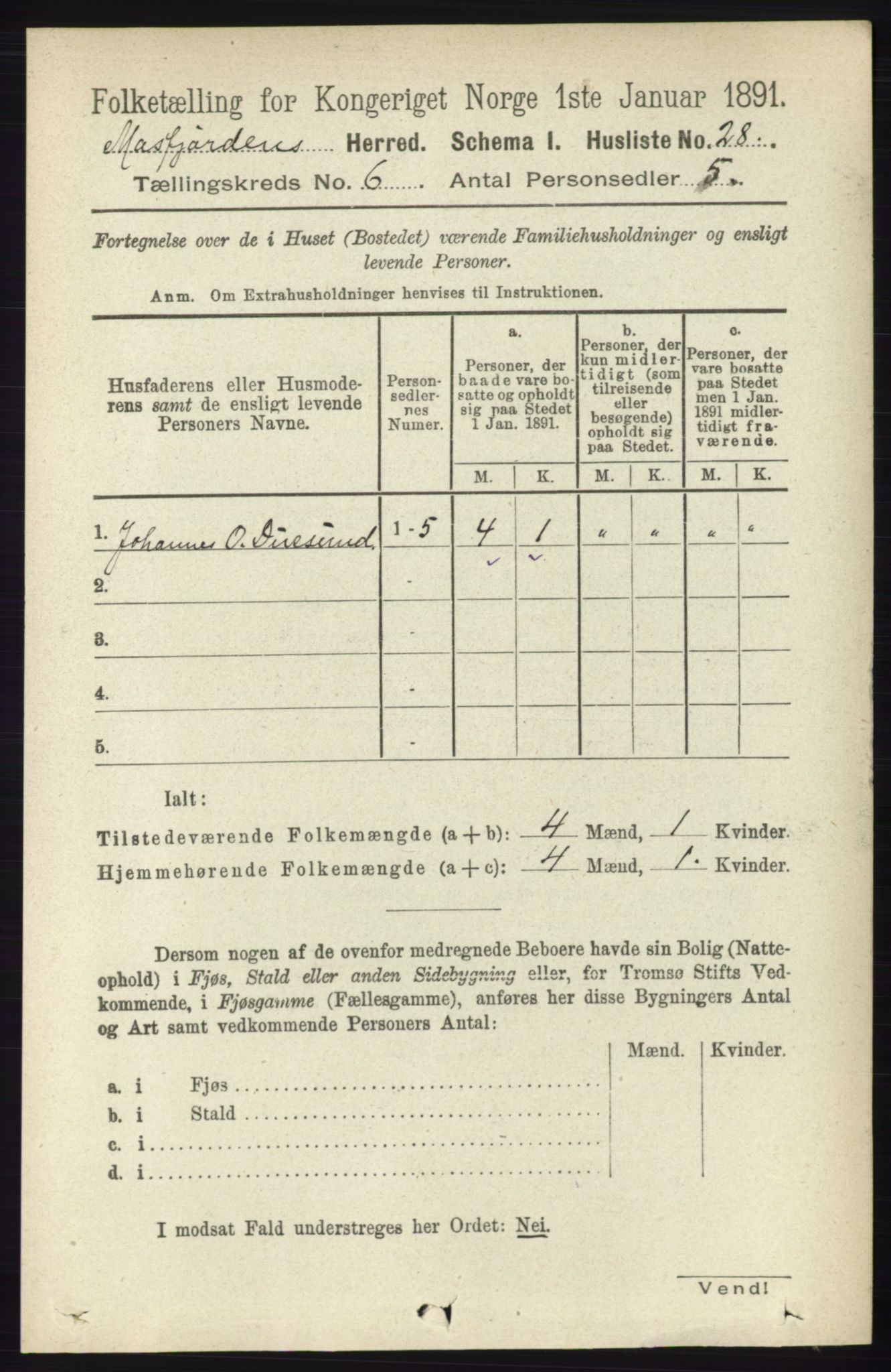 RA, 1891 census for 1266 Masfjorden, 1891, p. 950