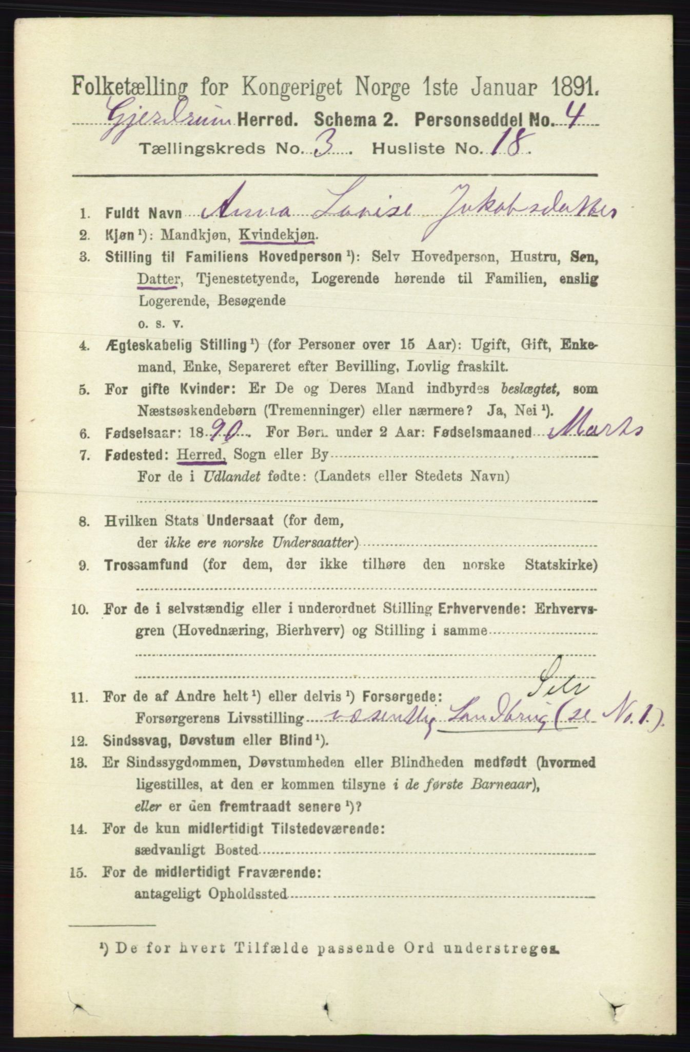 RA, 1891 census for 0234 Gjerdrum, 1891, p. 1356