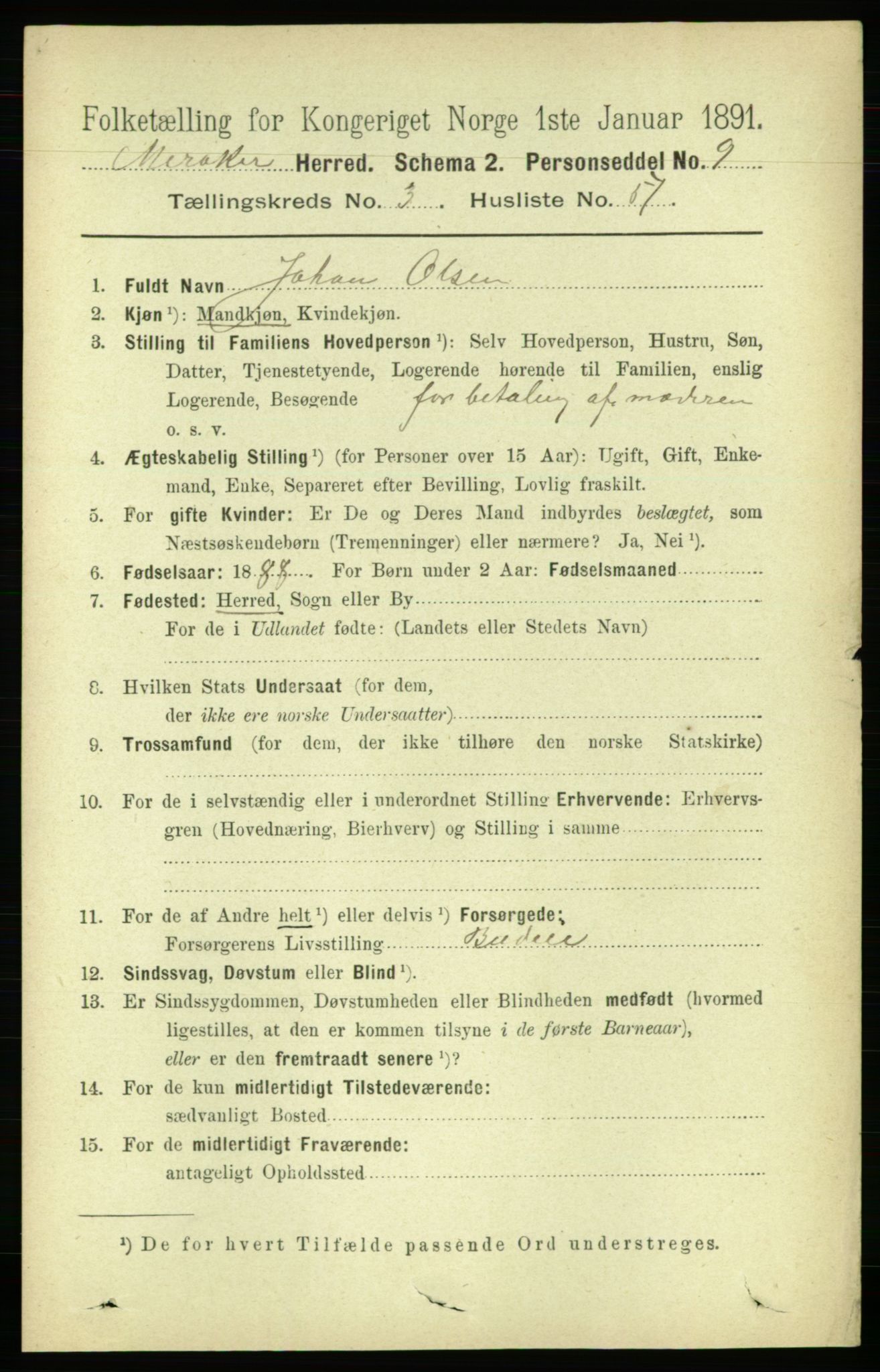 RA, 1891 census for 1711 Meråker, 1891, p. 1561