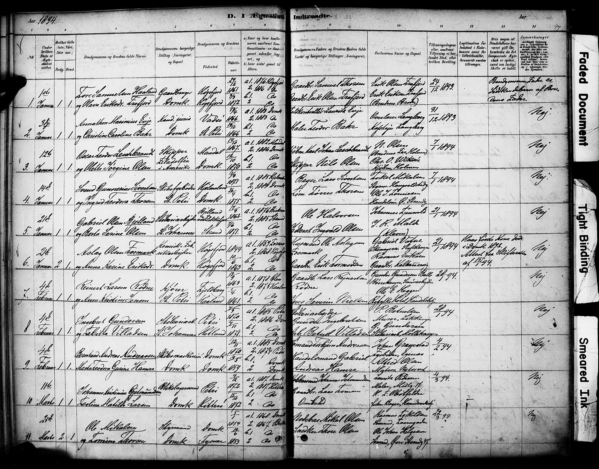 Domkirken sokneprestkontor, SAST/A-101812/001/30/30BA/L0029: Parish register (official) no. A 28, 1878-1904, p. 97