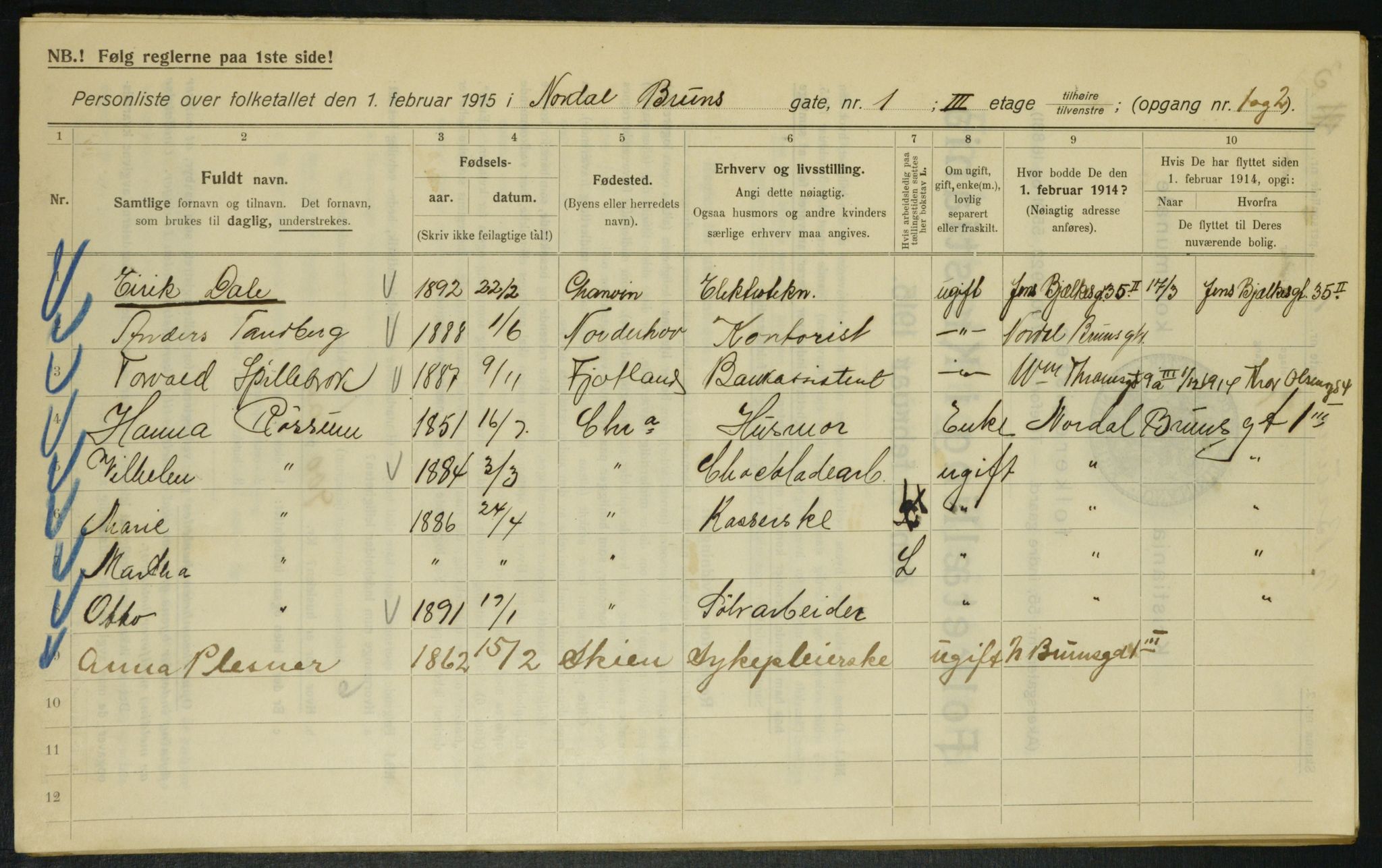 OBA, Municipal Census 1915 for Kristiania, 1915, p. 71560