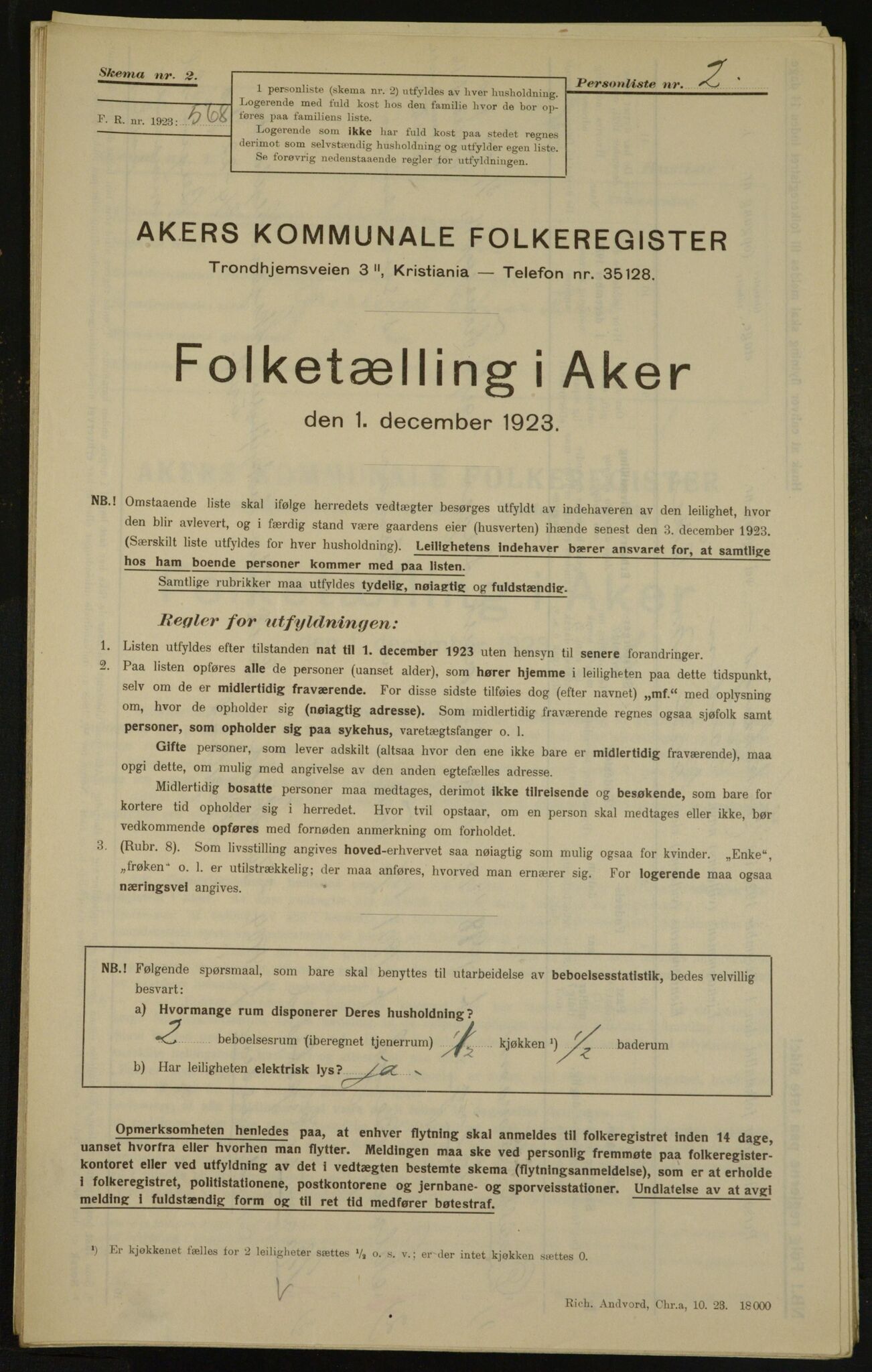 , Municipal Census 1923 for Aker, 1923, p. 3310