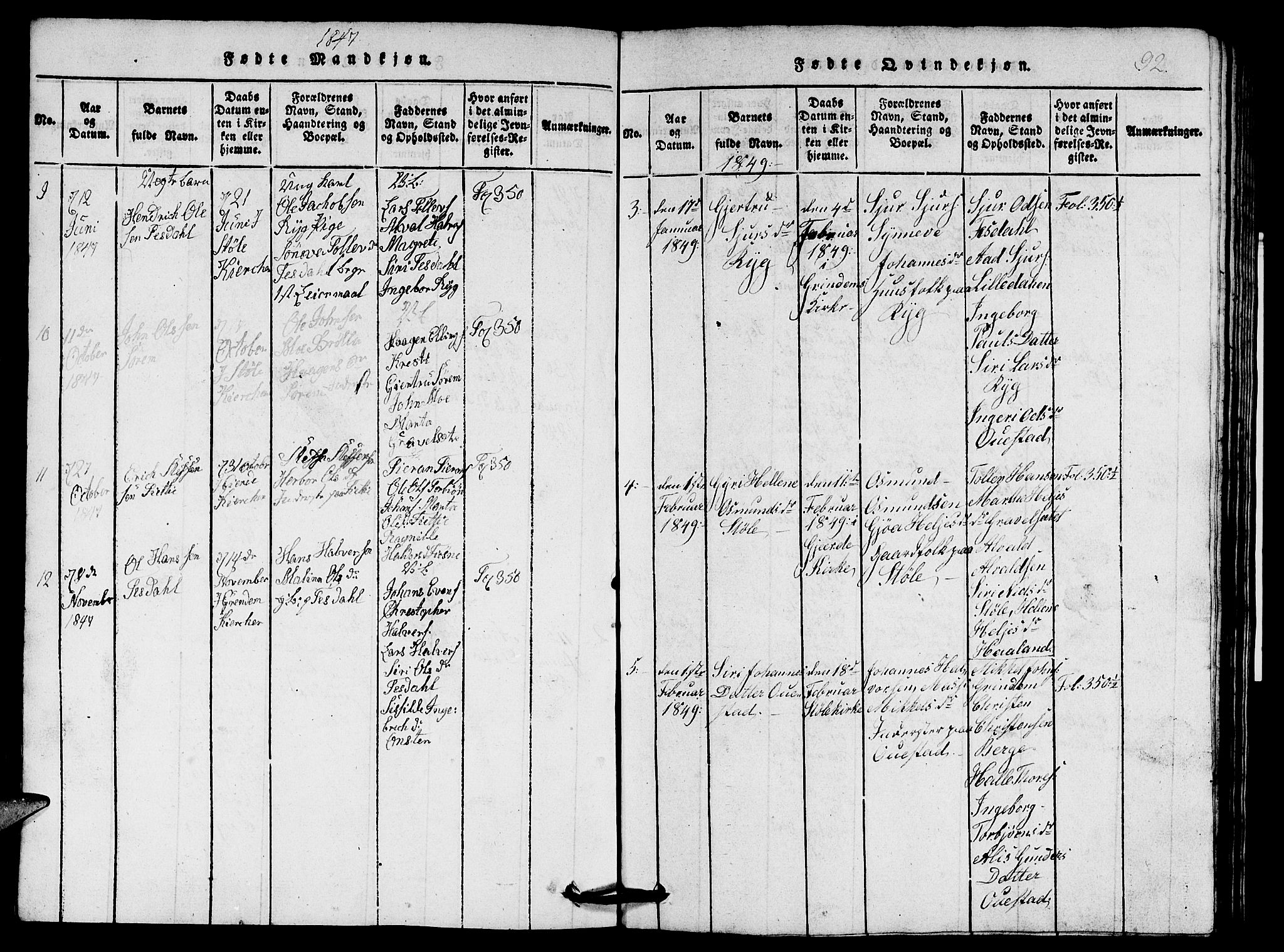 Etne sokneprestembete, SAB/A-75001/H/Hab: Parish register (copy) no. A 1, 1815-1849, p. 92