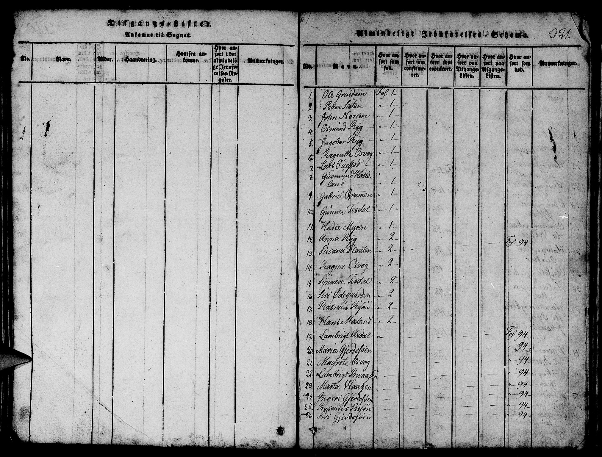 Etne sokneprestembete, SAB/A-75001/H/Hab: Parish register (copy) no. B 1, 1815-1850, p. 321