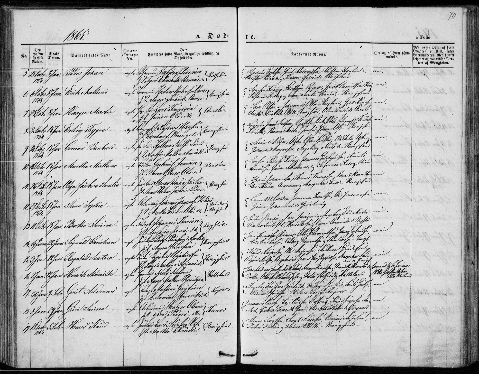 Torvastad sokneprestkontor, SAST/A -101857/H/Ha/Haa/L0011: Parish register (official) no. A 11, 1857-1866, p. 70