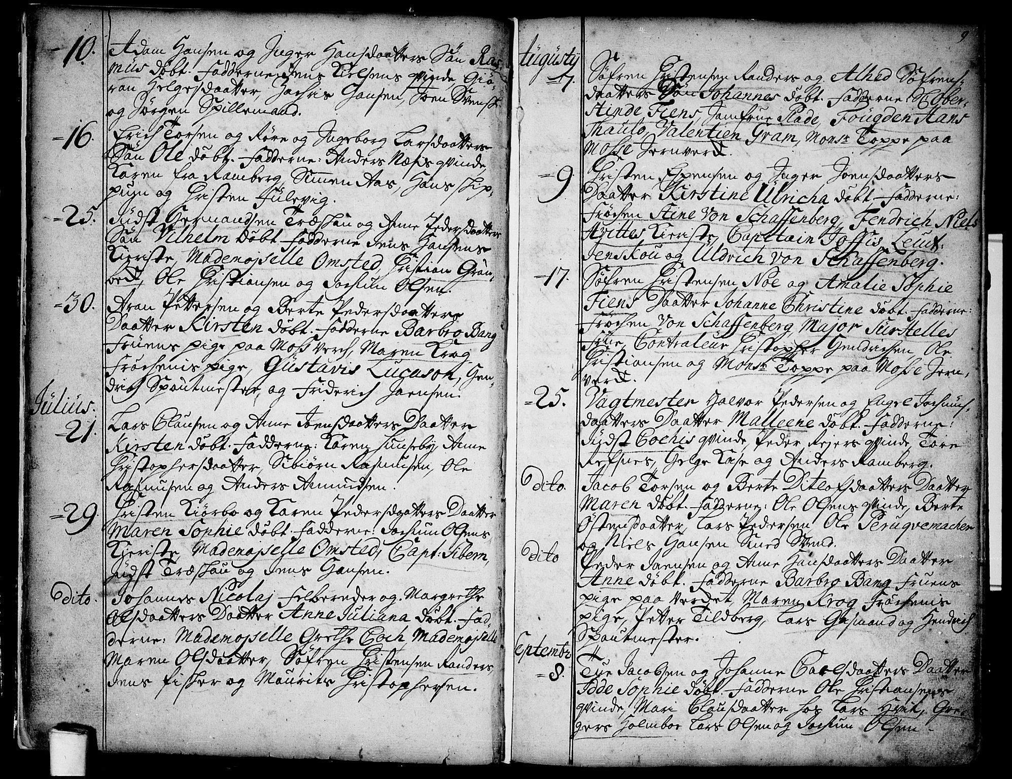 Moss prestekontor Kirkebøker, AV/SAO-A-2003/F/Fa/L0001: Parish register (official) no. I 1, 1725-1752, p. 9