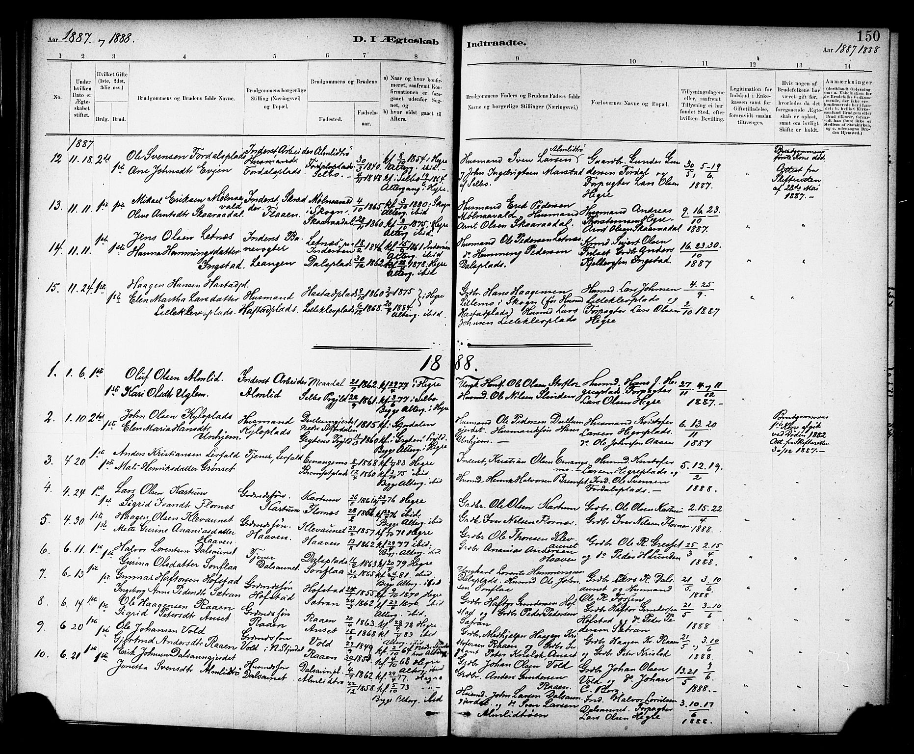 Ministerialprotokoller, klokkerbøker og fødselsregistre - Nord-Trøndelag, SAT/A-1458/703/L0030: Parish register (official) no. 703A03, 1880-1892, p. 150