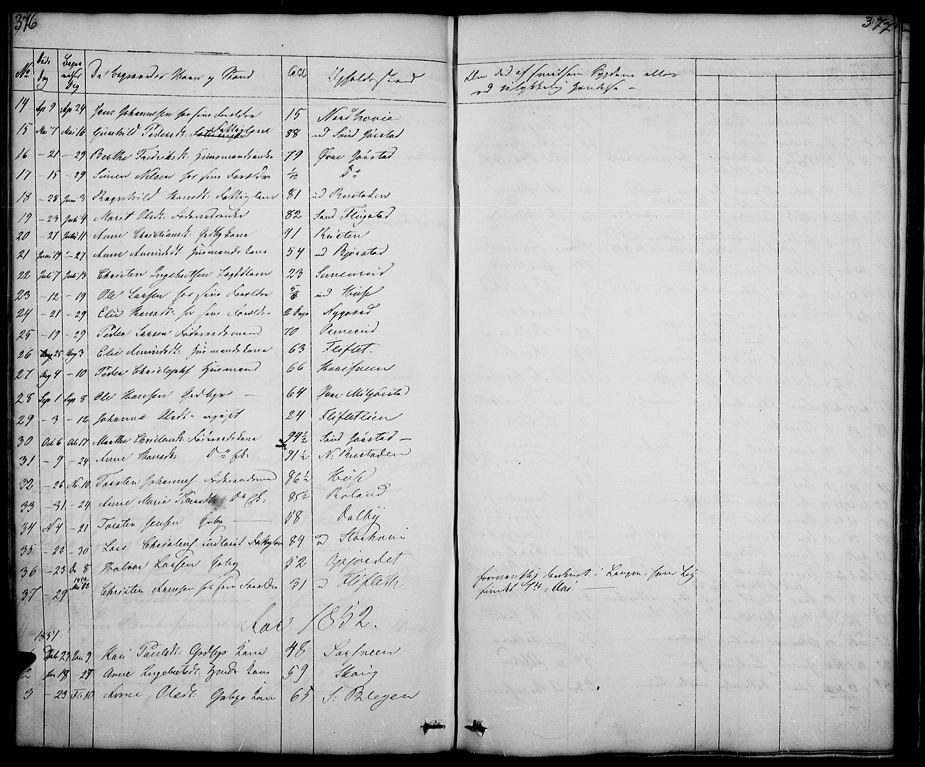 Fåberg prestekontor, SAH/PREST-086/H/Ha/Hab/L0005: Parish register (copy) no. 5, 1837-1864, p. 376-377