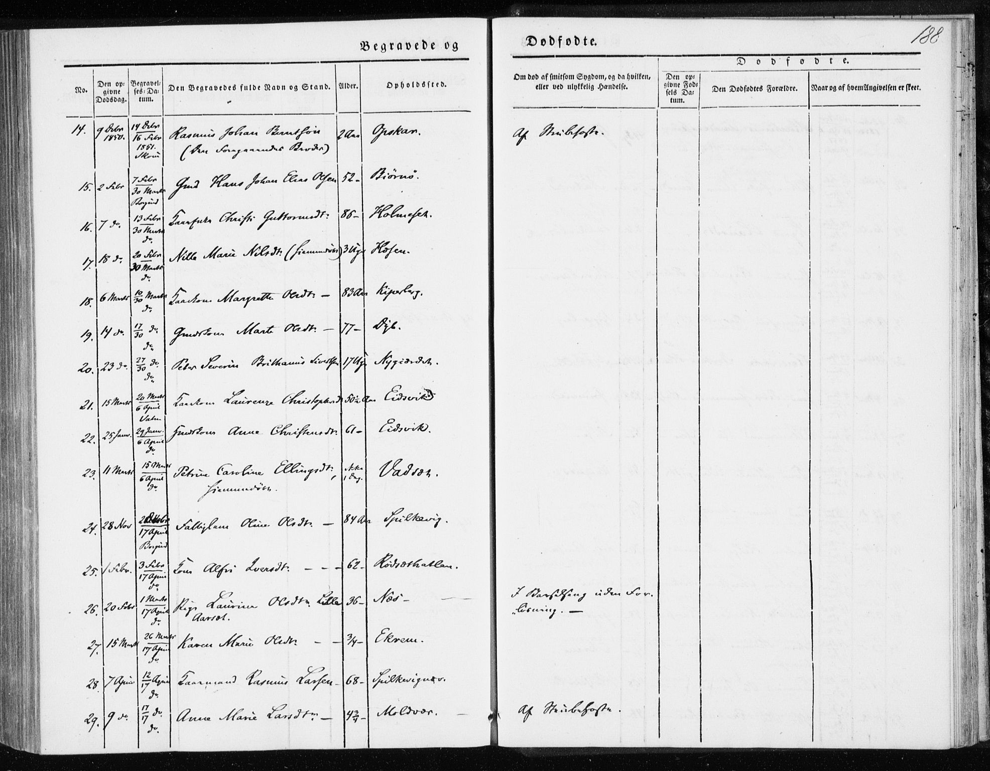 Ministerialprotokoller, klokkerbøker og fødselsregistre - Møre og Romsdal, AV/SAT-A-1454/528/L0415: Curate's parish register no. 528B03, 1843-1852, p. 188