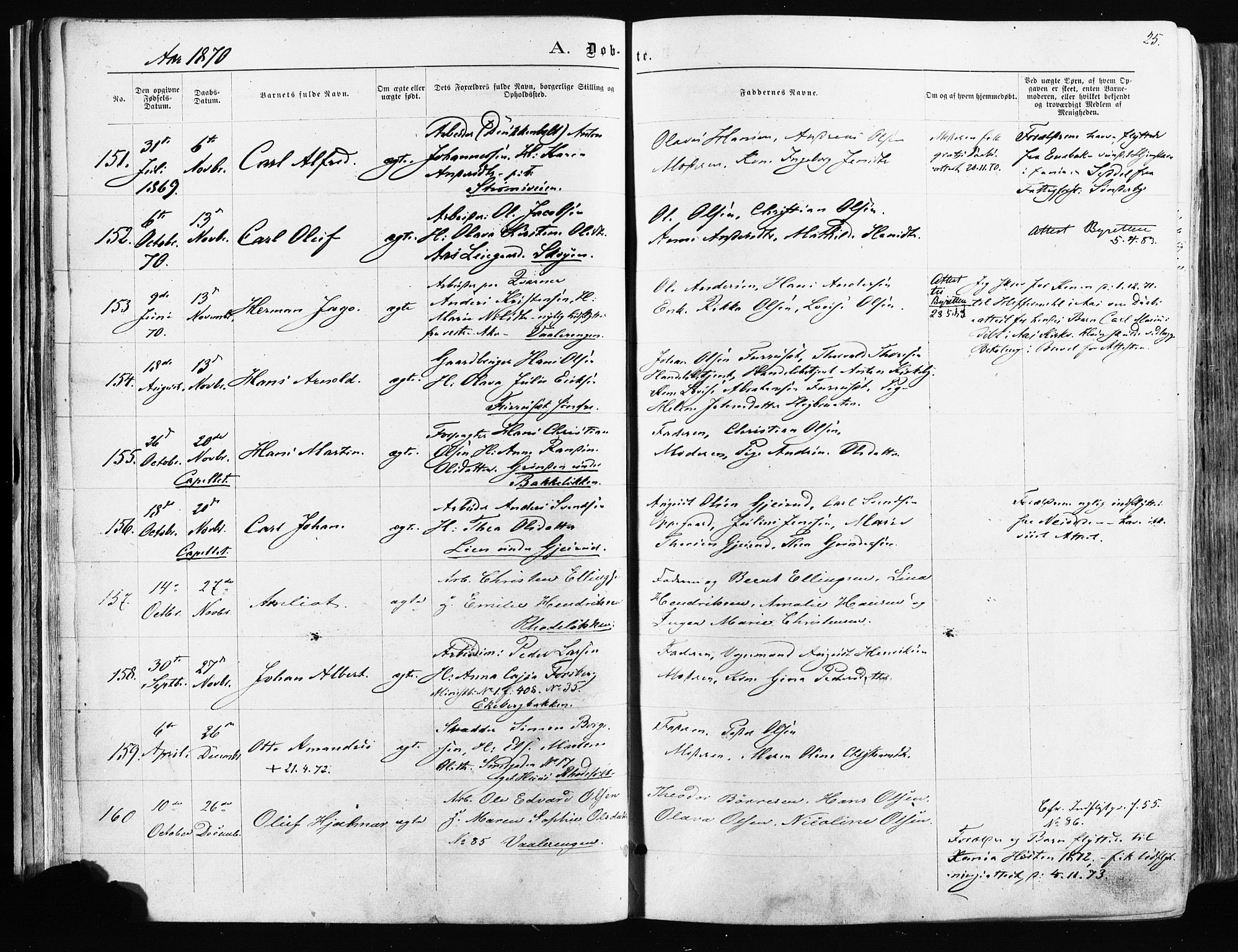 Østre Aker prestekontor Kirkebøker, AV/SAO-A-10840/F/Fa/L0003: Parish register (official) no. I 3, 1869-1875, p. 25