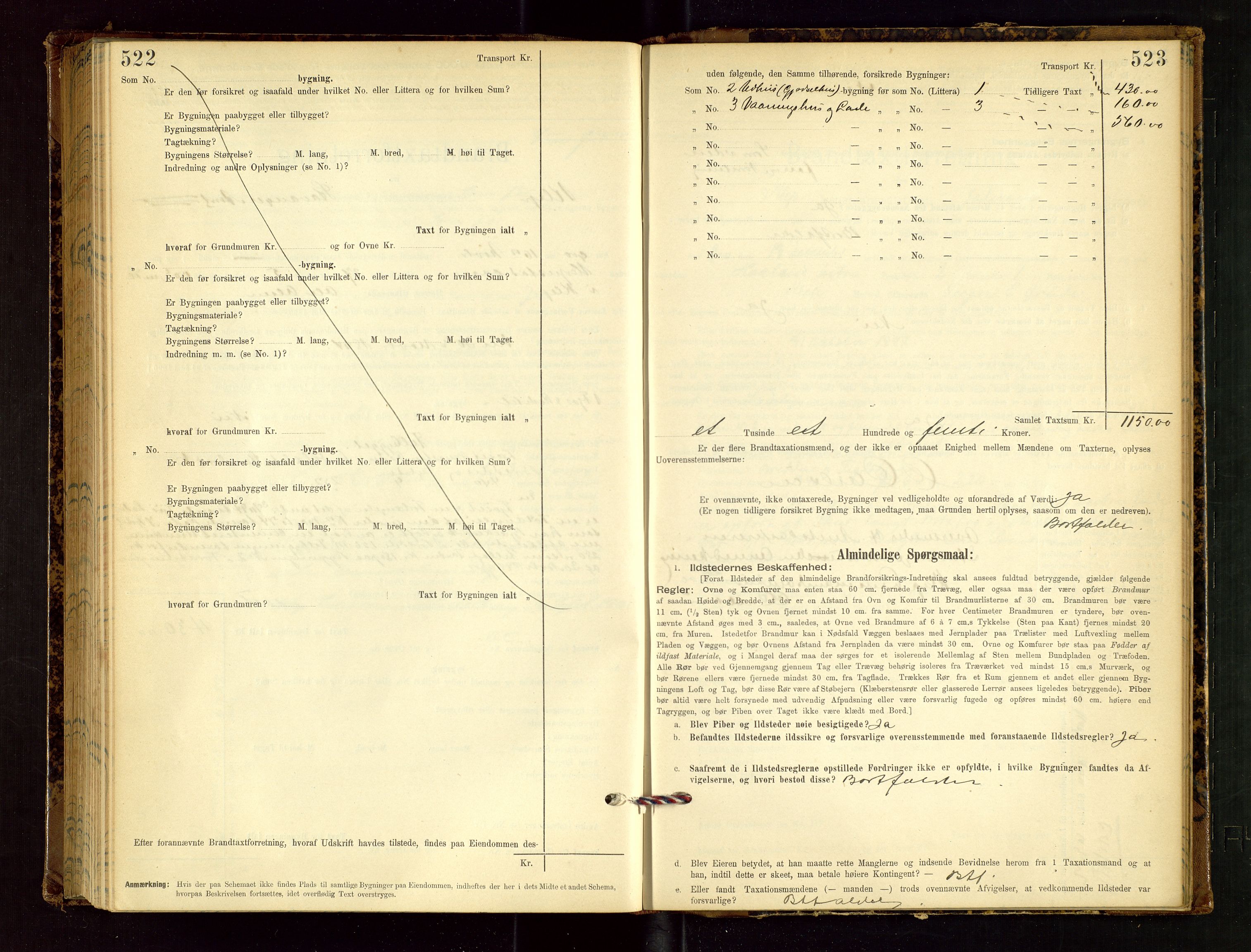 Klepp lensmannskontor, AV/SAST-A-100163/Goc/L0002: "Brandtaxationsprotokol" m/register, 1898-1902, p. 522-523