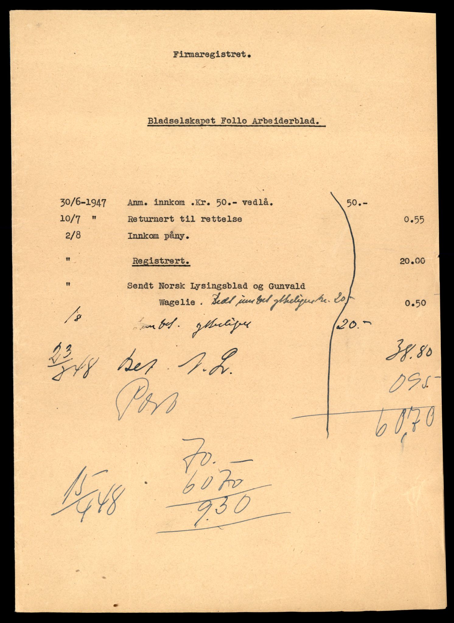 Indre Follo tingrett, SAT/A-10086/K/Kb/Kba/L0028: Andelslag, Fo - Hel , 1944-1990, p. 1