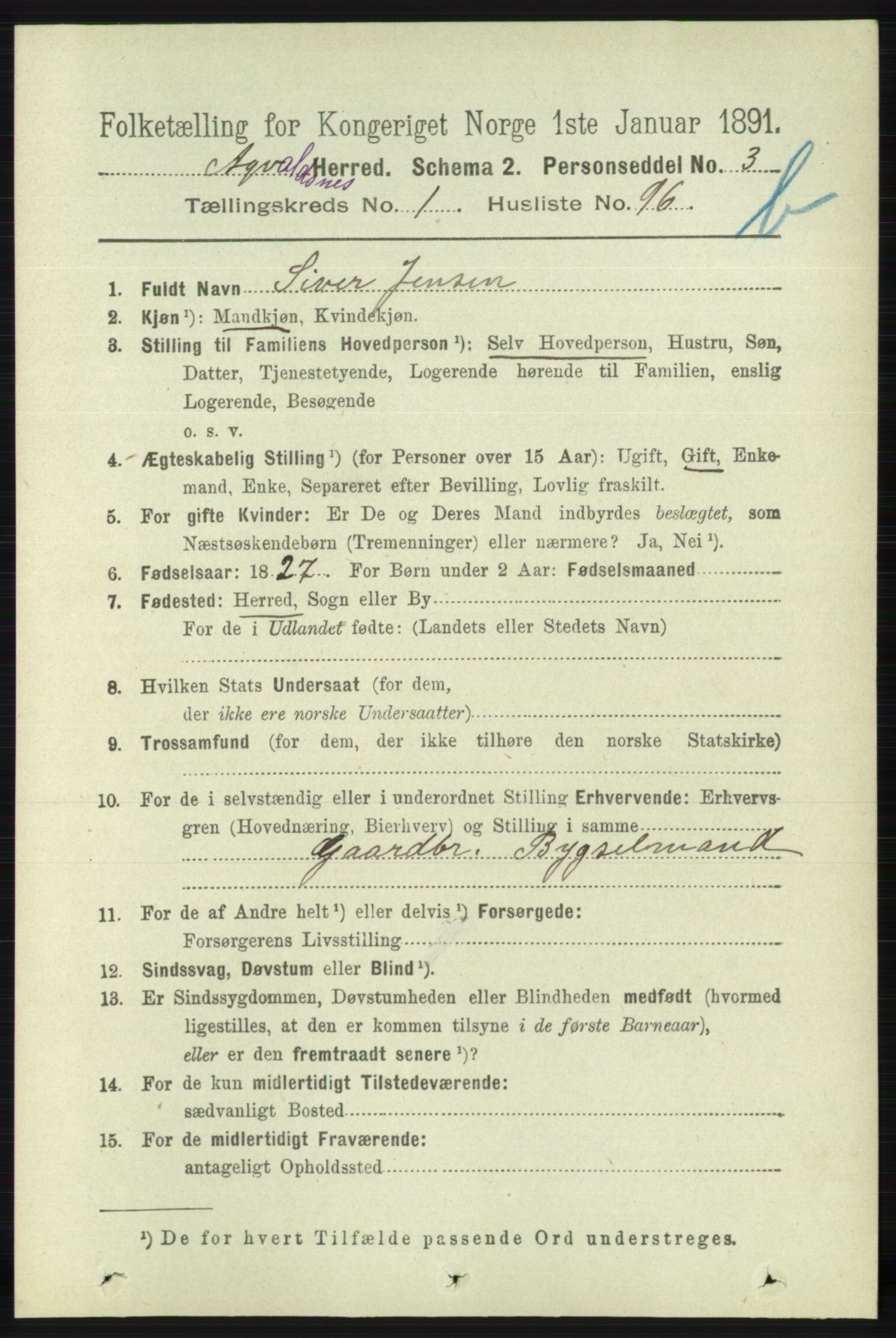 RA, 1891 census for 1147 Avaldsnes, 1891, p. 1783