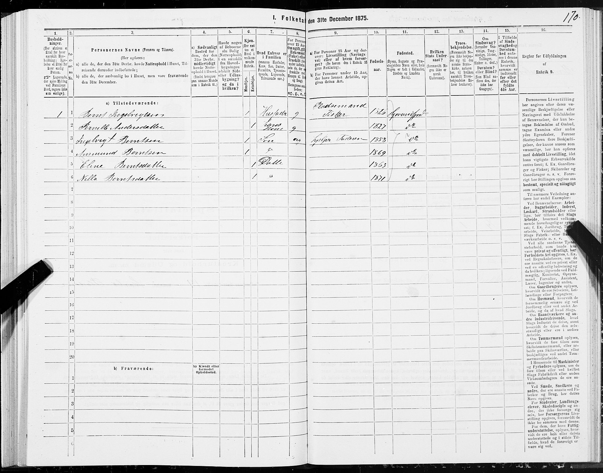 SAT, 1875 census for 1522P Hjørundfjord, 1875, p. 1170