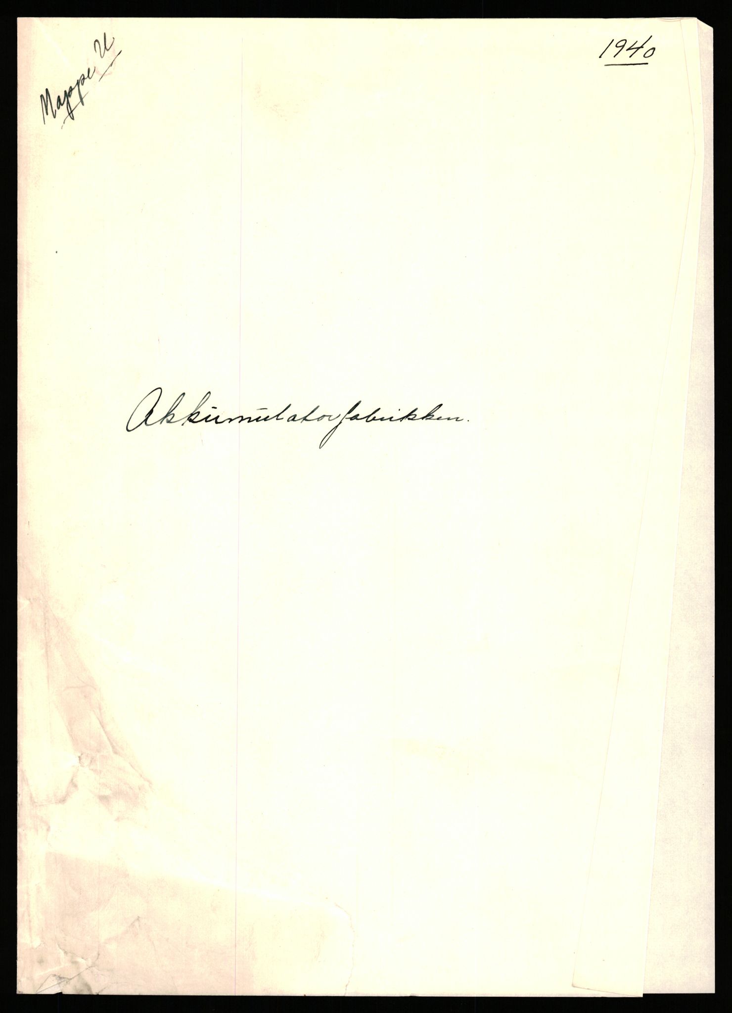 Forsvarsdepartementet, 1. avdeling FDM 1, AV/RA-RAFA-1216, 1940, p. 1