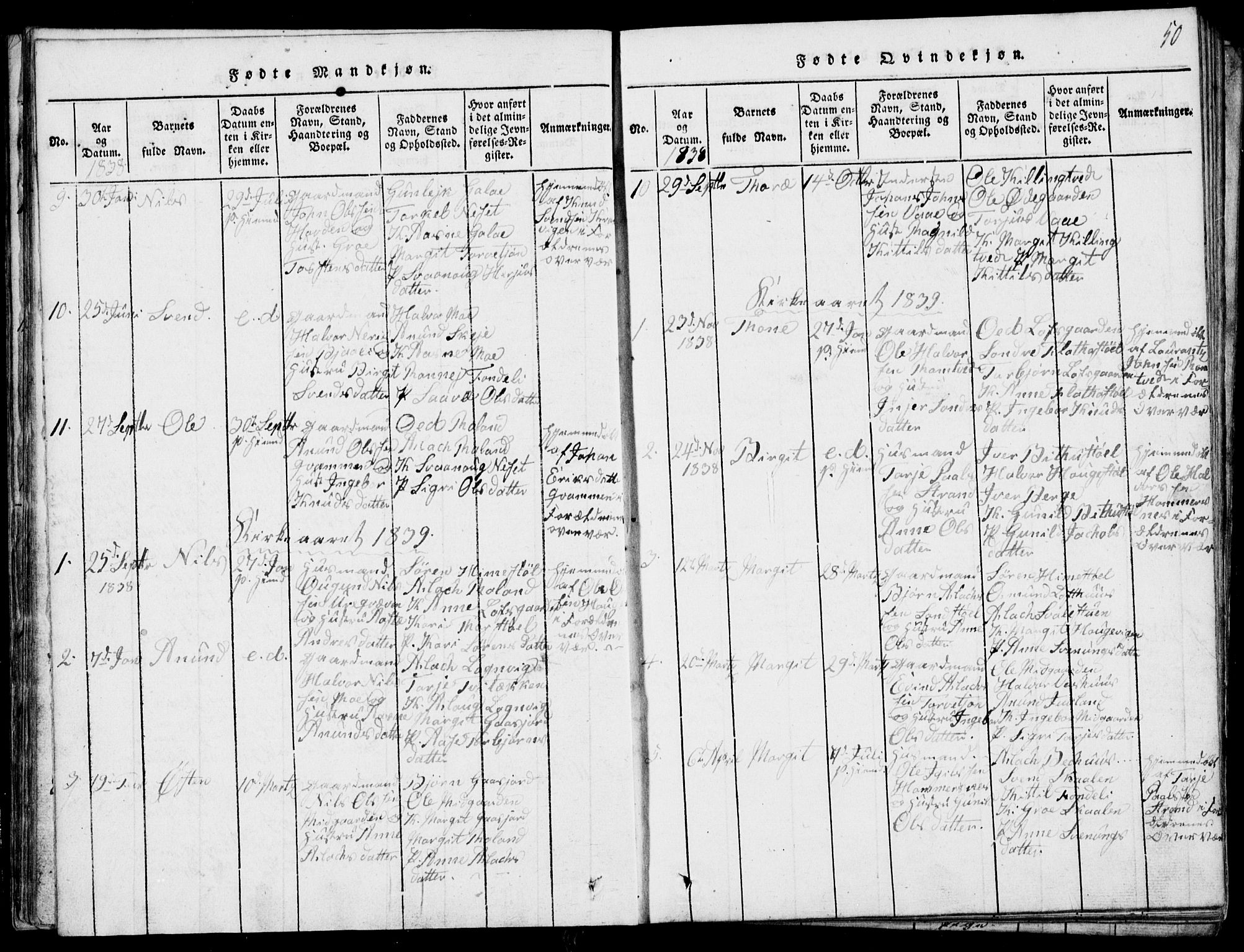 Rauland kirkebøker, AV/SAKO-A-292/G/Ga/L0001: Parish register (copy) no. I 1, 1814-1843, p. 50