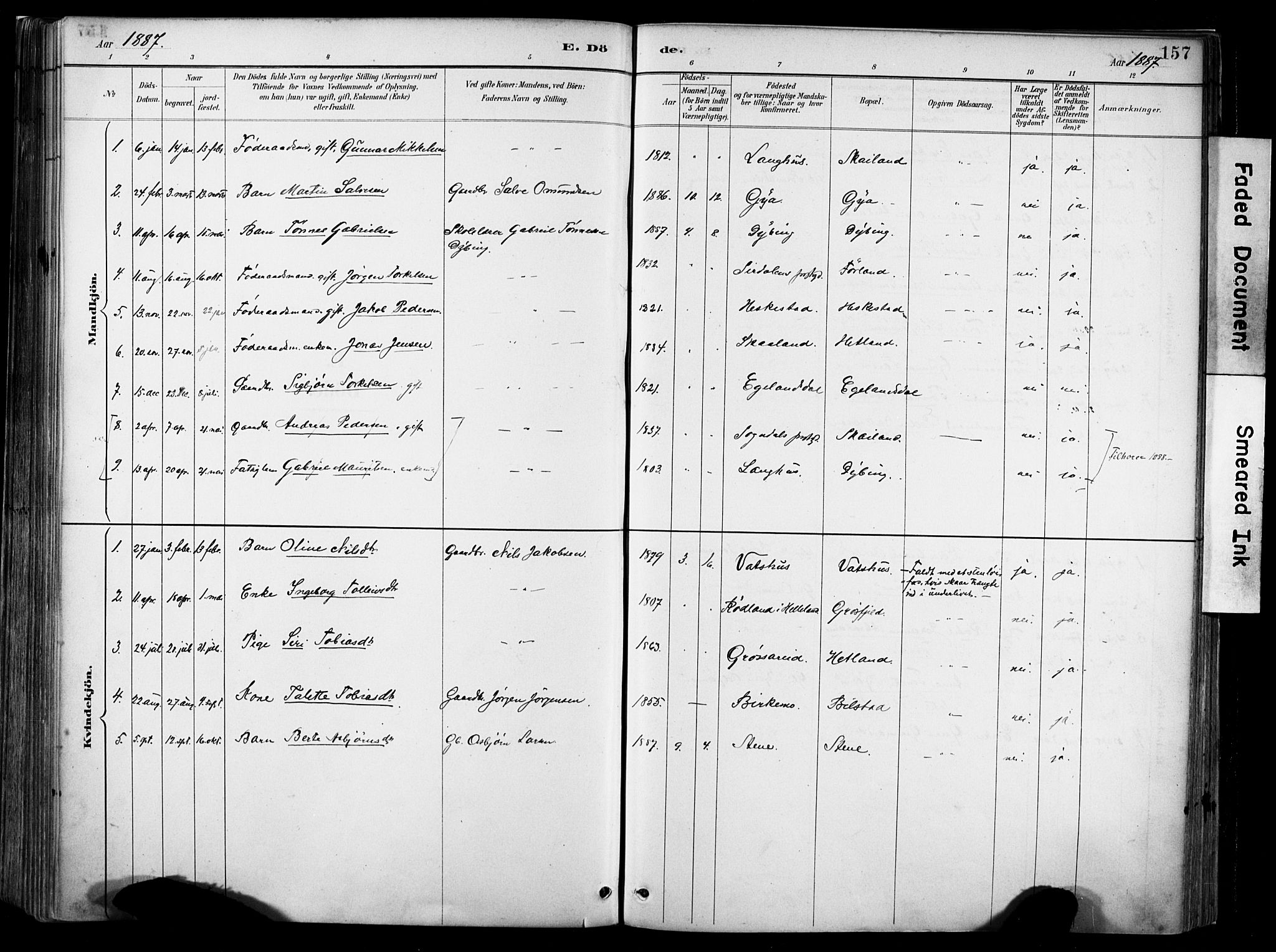 Lund sokneprestkontor, AV/SAST-A-101809/S06/L0012: Parish register (official) no. A 11, 1887-1921, p. 157