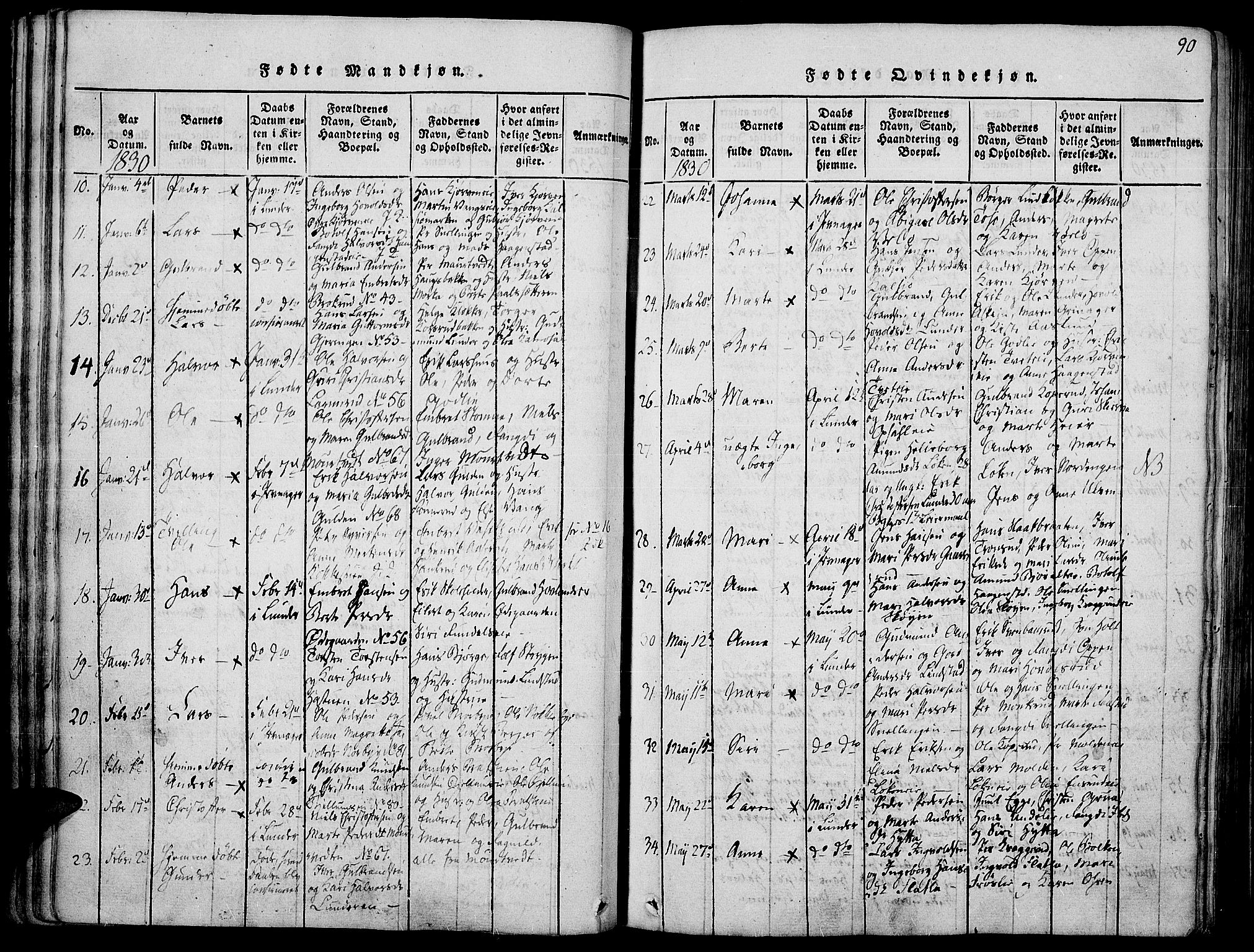 Jevnaker prestekontor, SAH/PREST-116/H/Ha/Haa/L0005: Parish register (official) no. 5, 1815-1837, p. 90