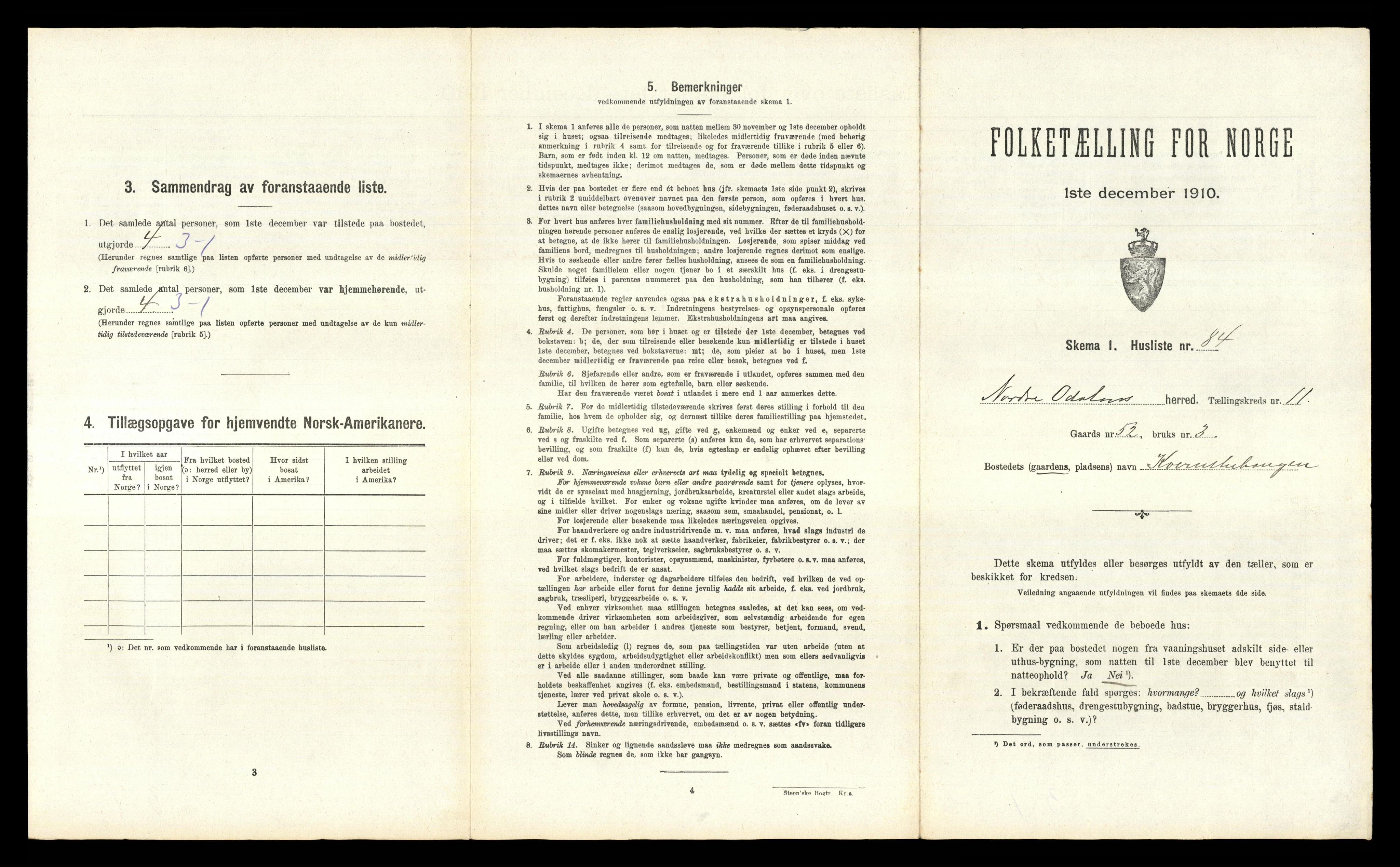 RA, 1910 census for Nord-Odal, 1910, p. 1381