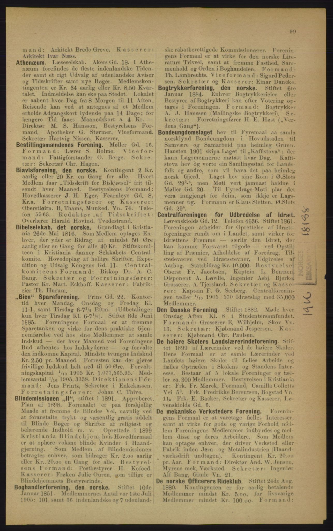 Kristiania/Oslo adressebok, PUBL/-, 1906, p. 99