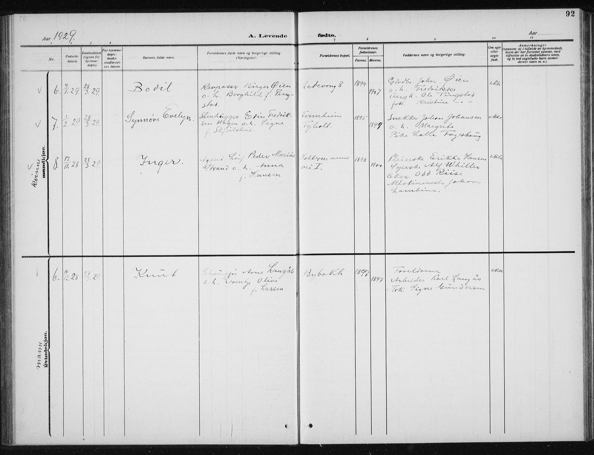 Ministerialprotokoller, klokkerbøker og fødselsregistre - Sør-Trøndelag, AV/SAT-A-1456/606/L0314: Parish register (copy) no. 606C10, 1911-1937, p. 92