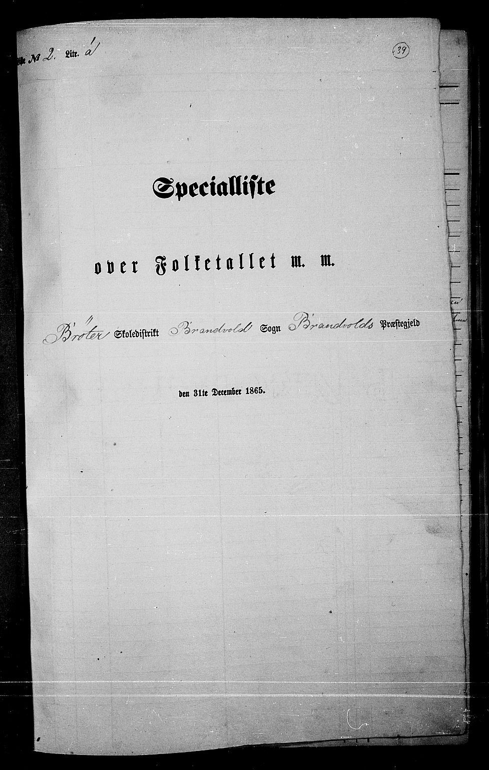 RA, 1865 census for Brandval, 1865, p. 36