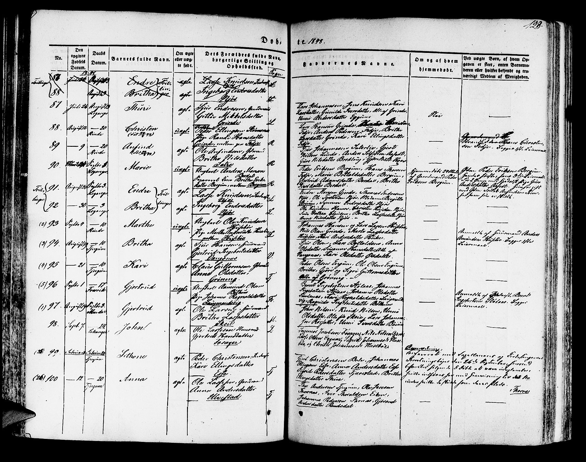 Leikanger sokneprestembete, AV/SAB-A-81001/H/Haa/Haaa/L0007: Parish register (official) no. A 7, 1838-1851, p. 123