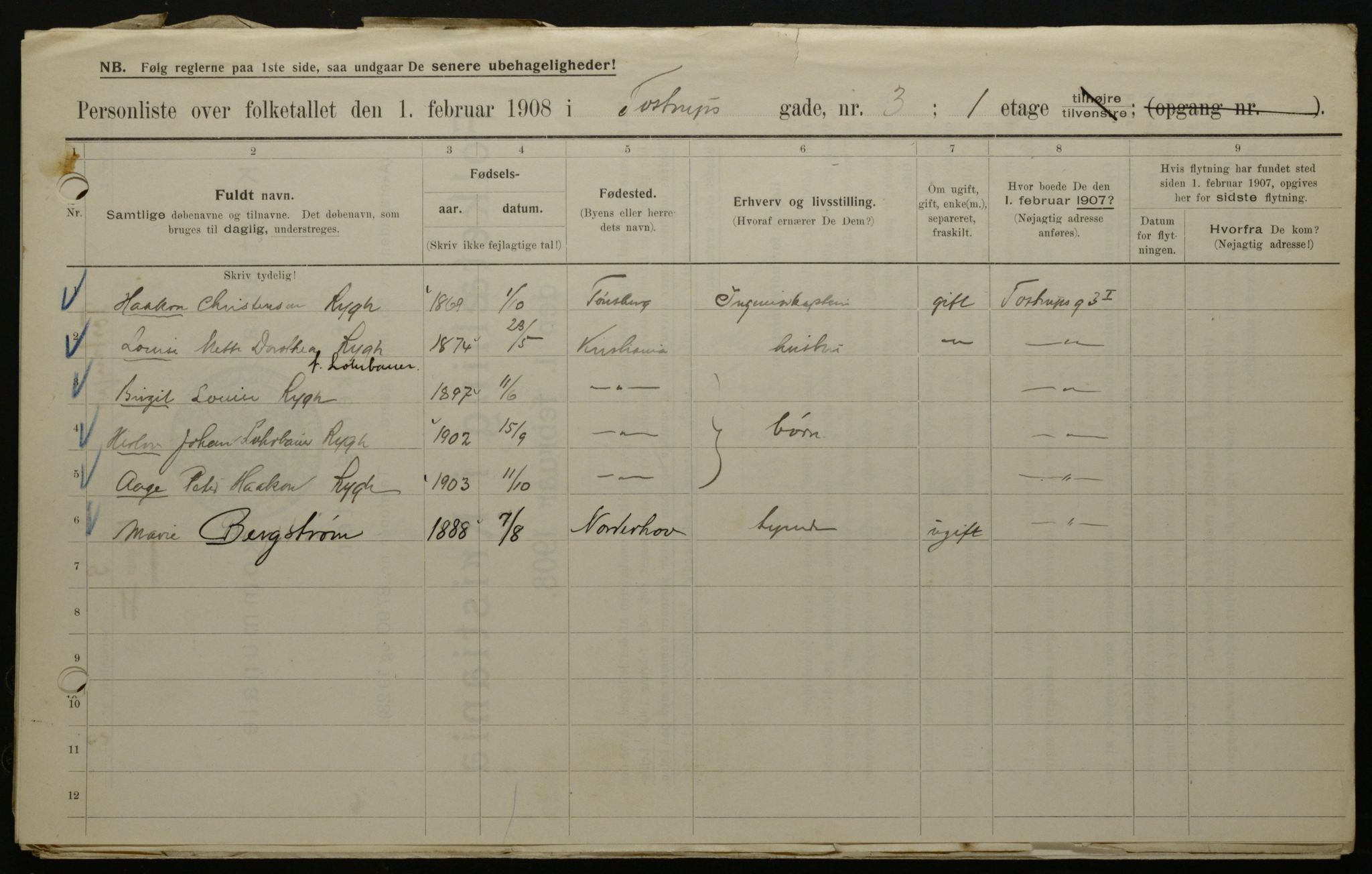 OBA, Municipal Census 1908 for Kristiania, 1908, p. 103654