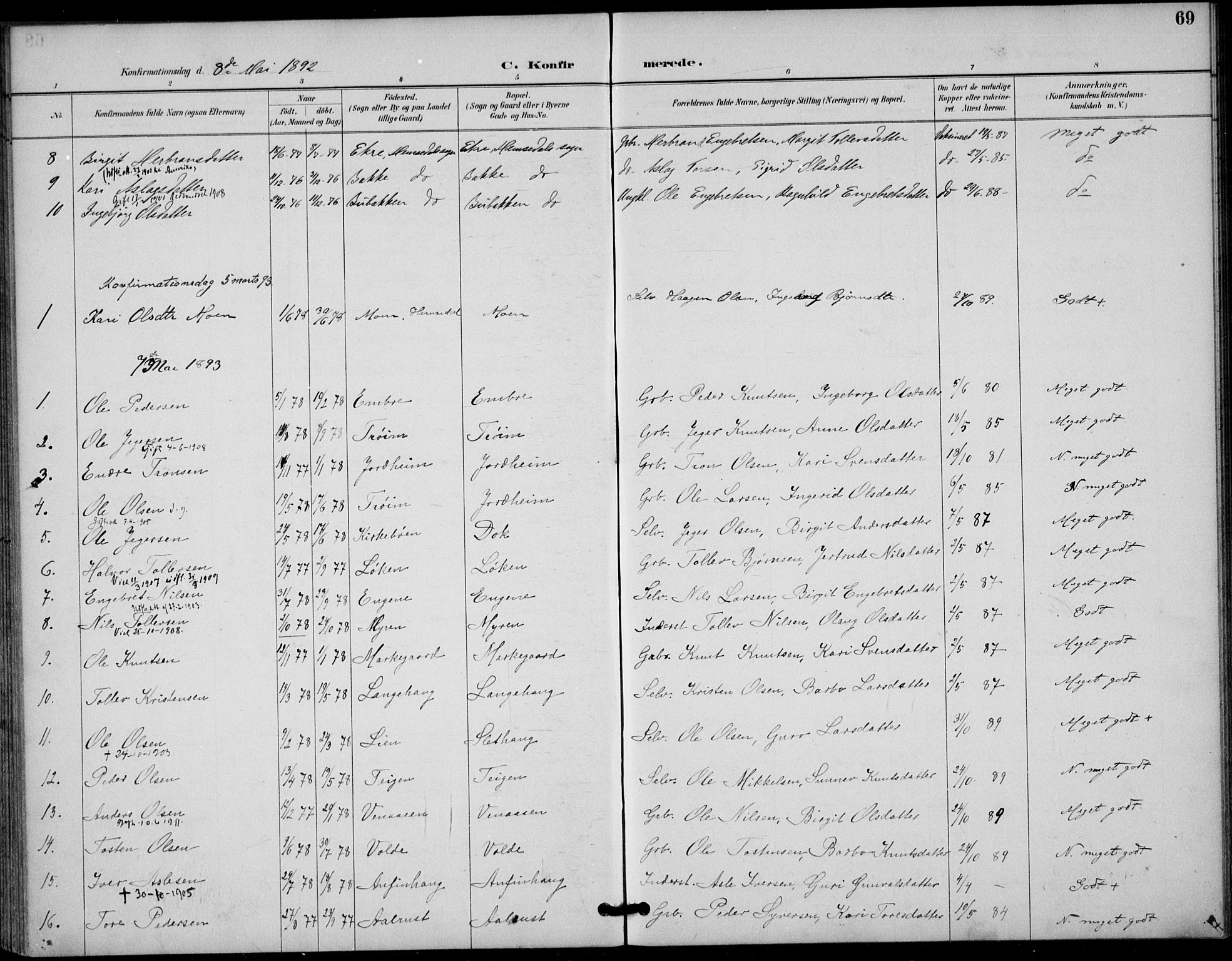 Gol kirkebøker, AV/SAKO-A-226/F/Fb/L0001: Parish register (official) no. II 1, 1887-1900, p. 69