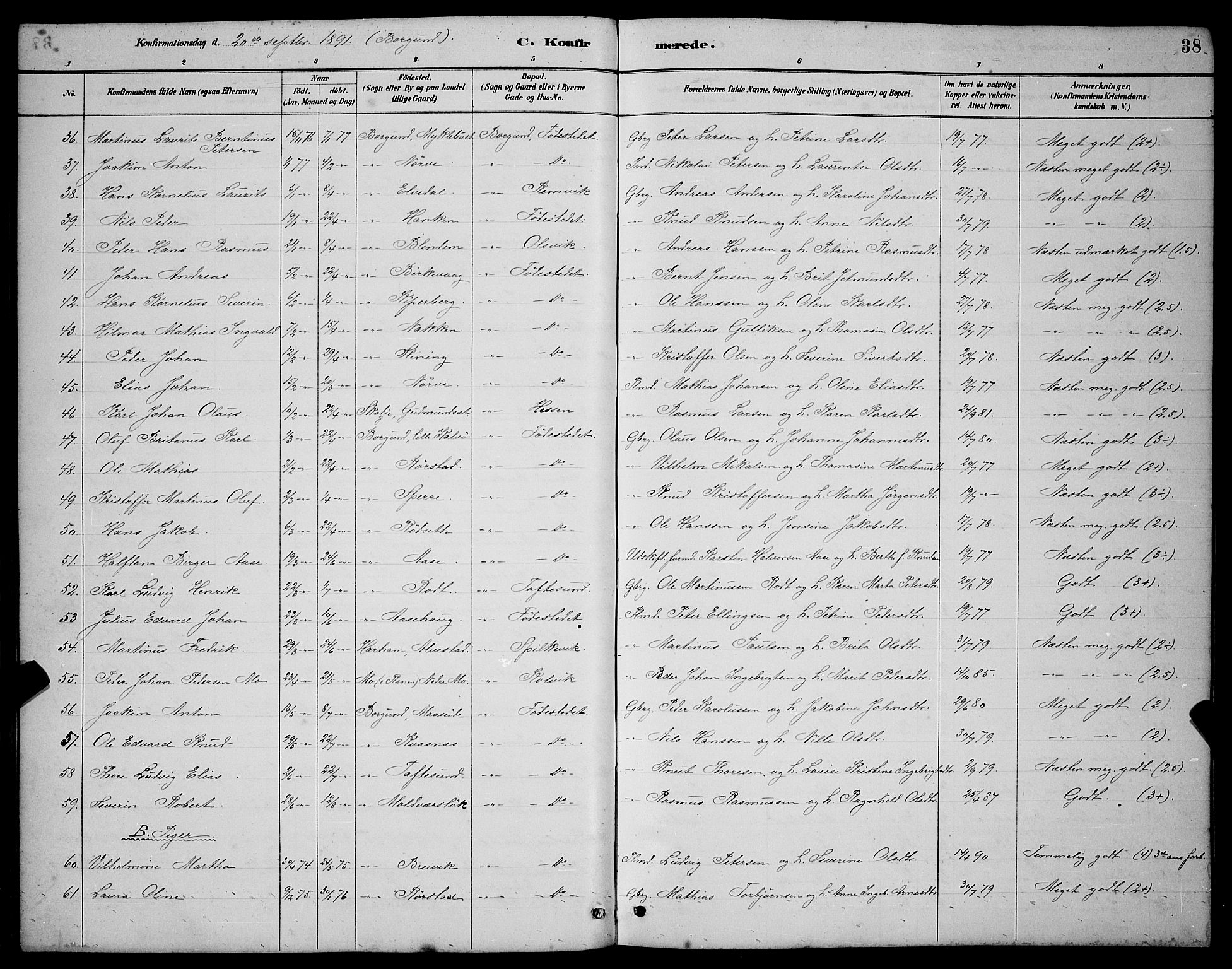 Ministerialprotokoller, klokkerbøker og fødselsregistre - Møre og Romsdal, SAT/A-1454/528/L0430: Parish register (copy) no. 528C11, 1884-1899, p. 38
