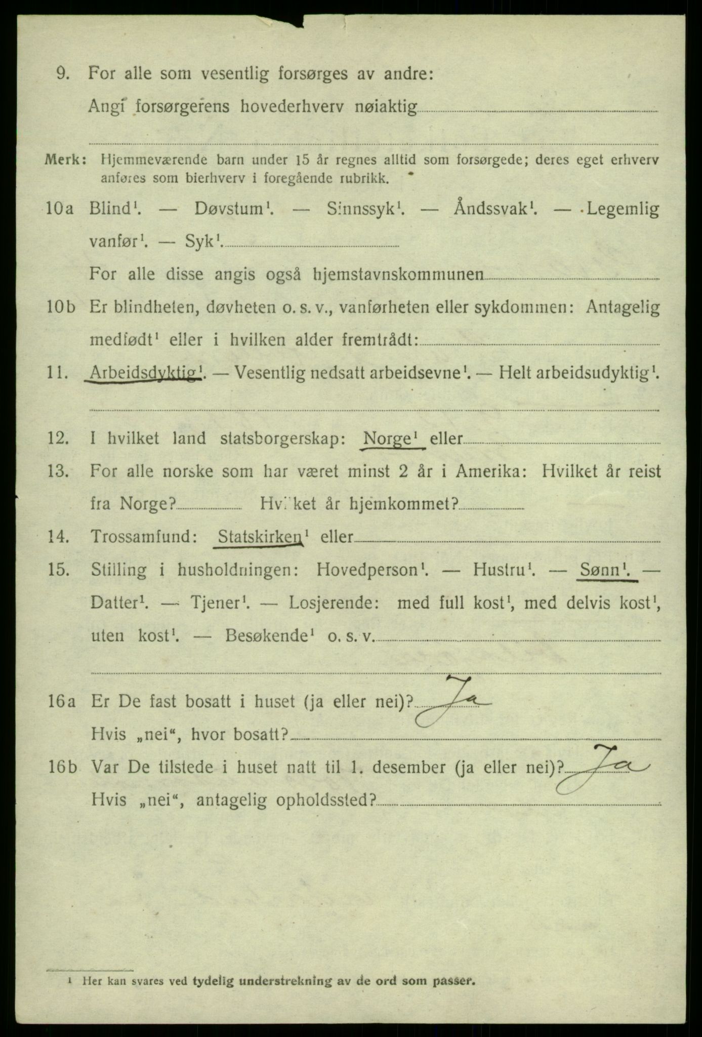 SAB, 1920 census for Granvin, 1920, p. 2351