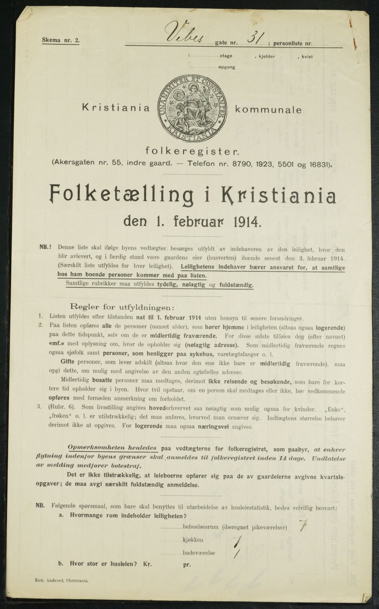 OBA, Municipal Census 1914 for Kristiania, 1914, p. 124509