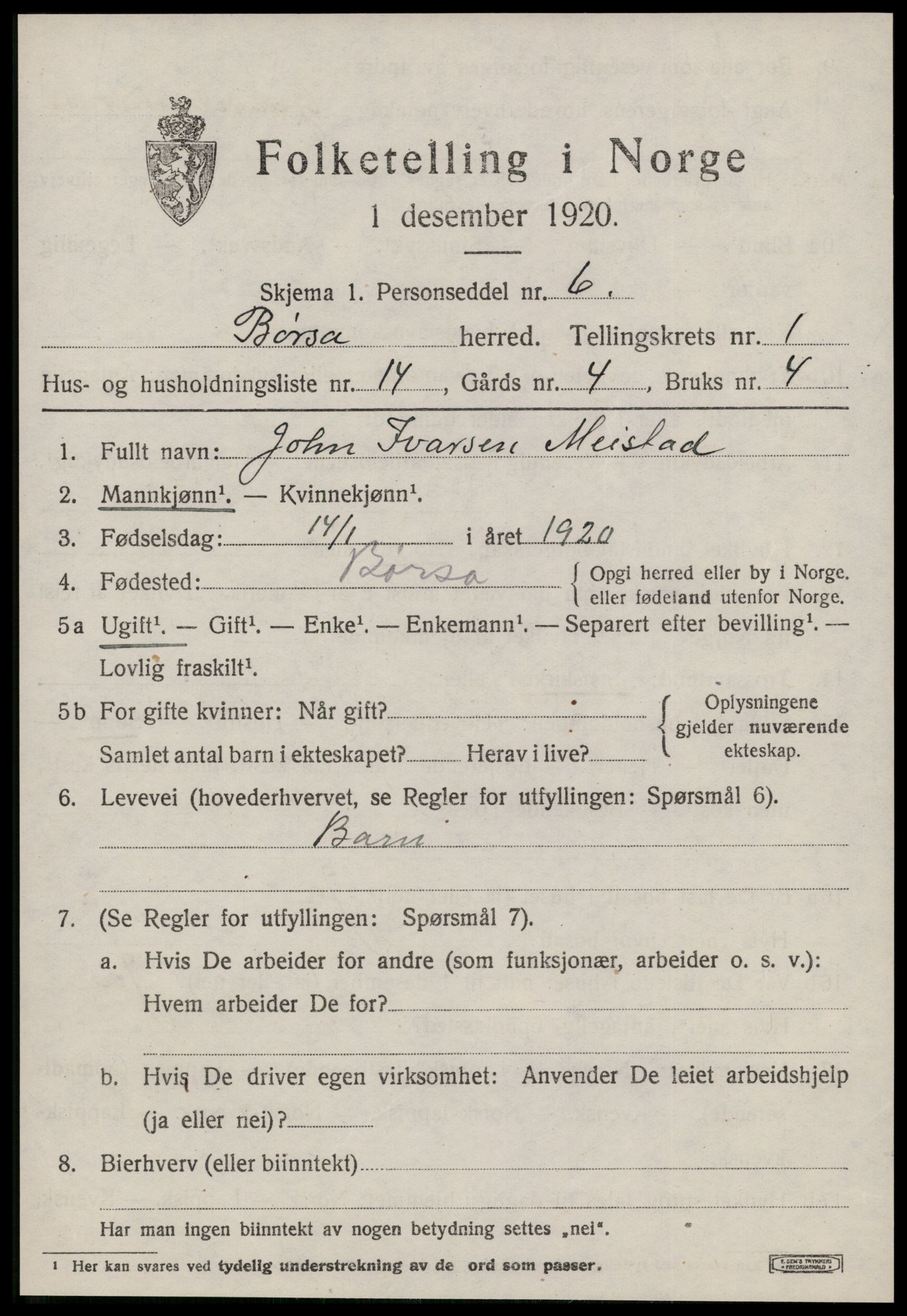 SAT, 1920 census for Børsa, 1920, p. 739