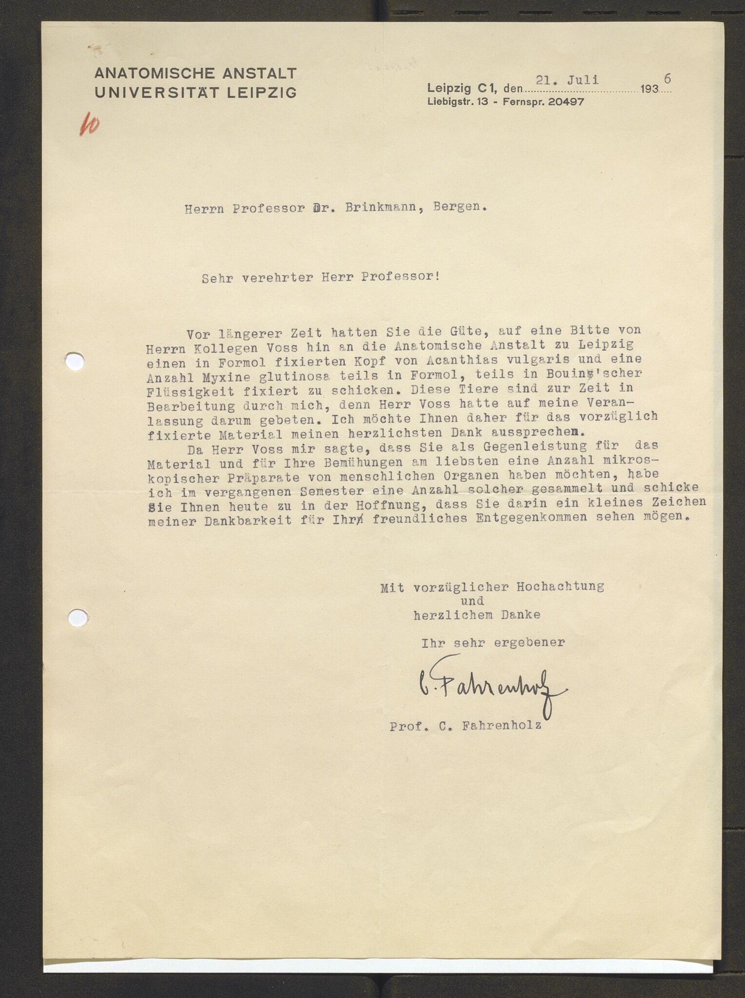 Bergens Museum, AV/SAB-A-17301/13/D/L0002: Korrespondanse , 1928-1940, p. 438