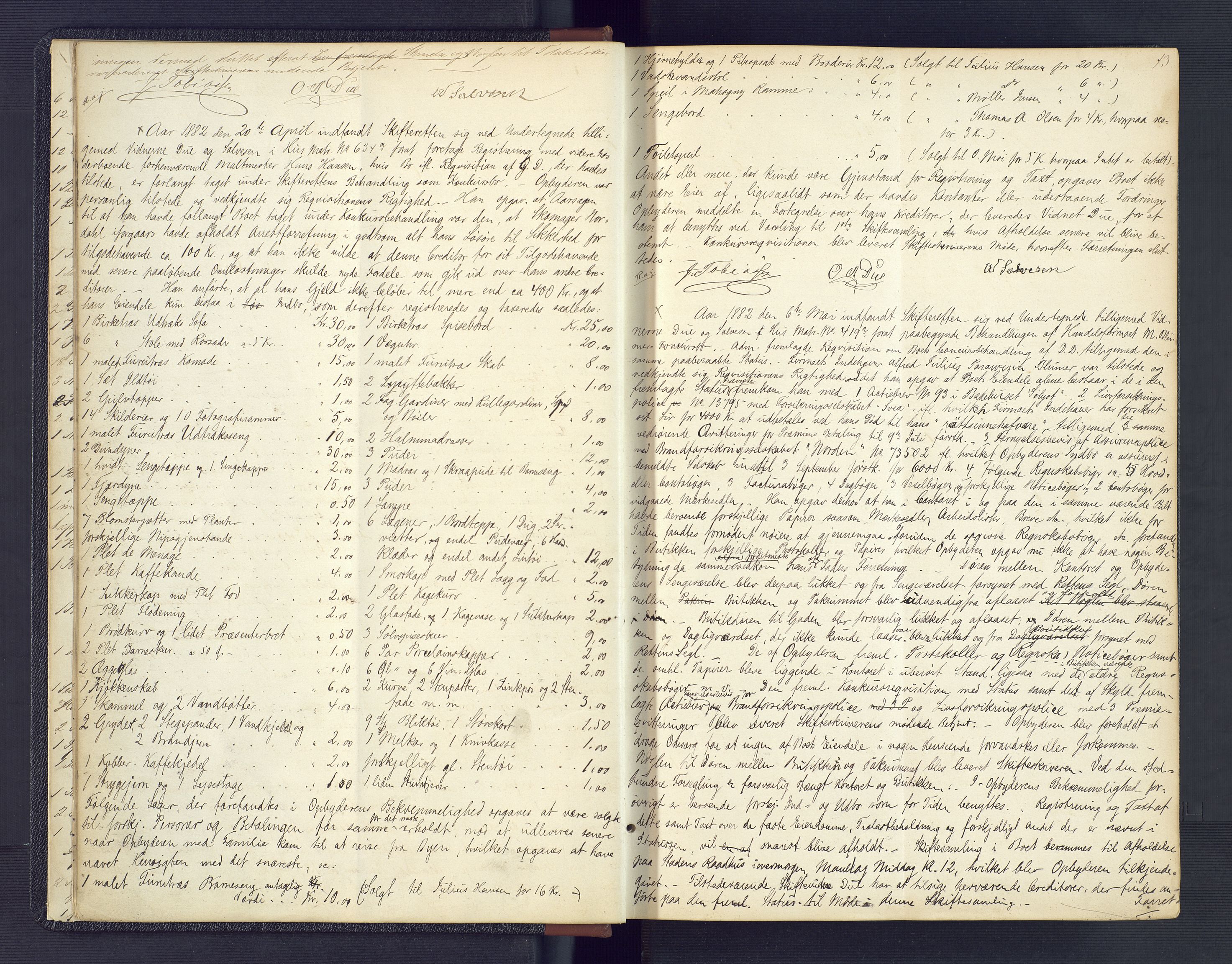 Kristiansand byrett, AV/SAK-1223-0001/H/Hc/L0032: Skifteregistreringsprotokoll nr. 4, med register, 1881-1888, p. 13