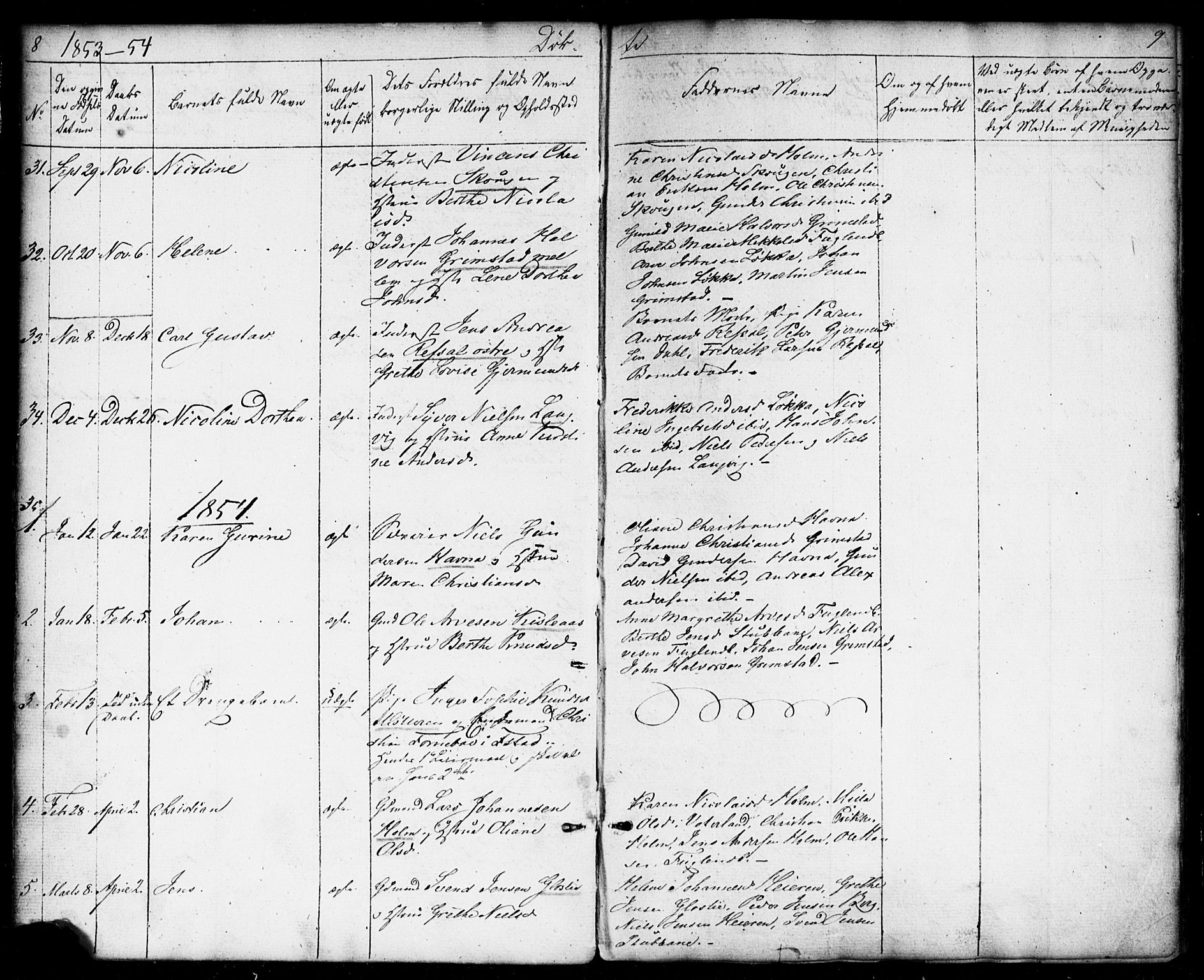 Borge prestekontor Kirkebøker, AV/SAO-A-10903/F/Fb/L0002: Parish register (official) no. II 2, 1853-1877, p. 8-9