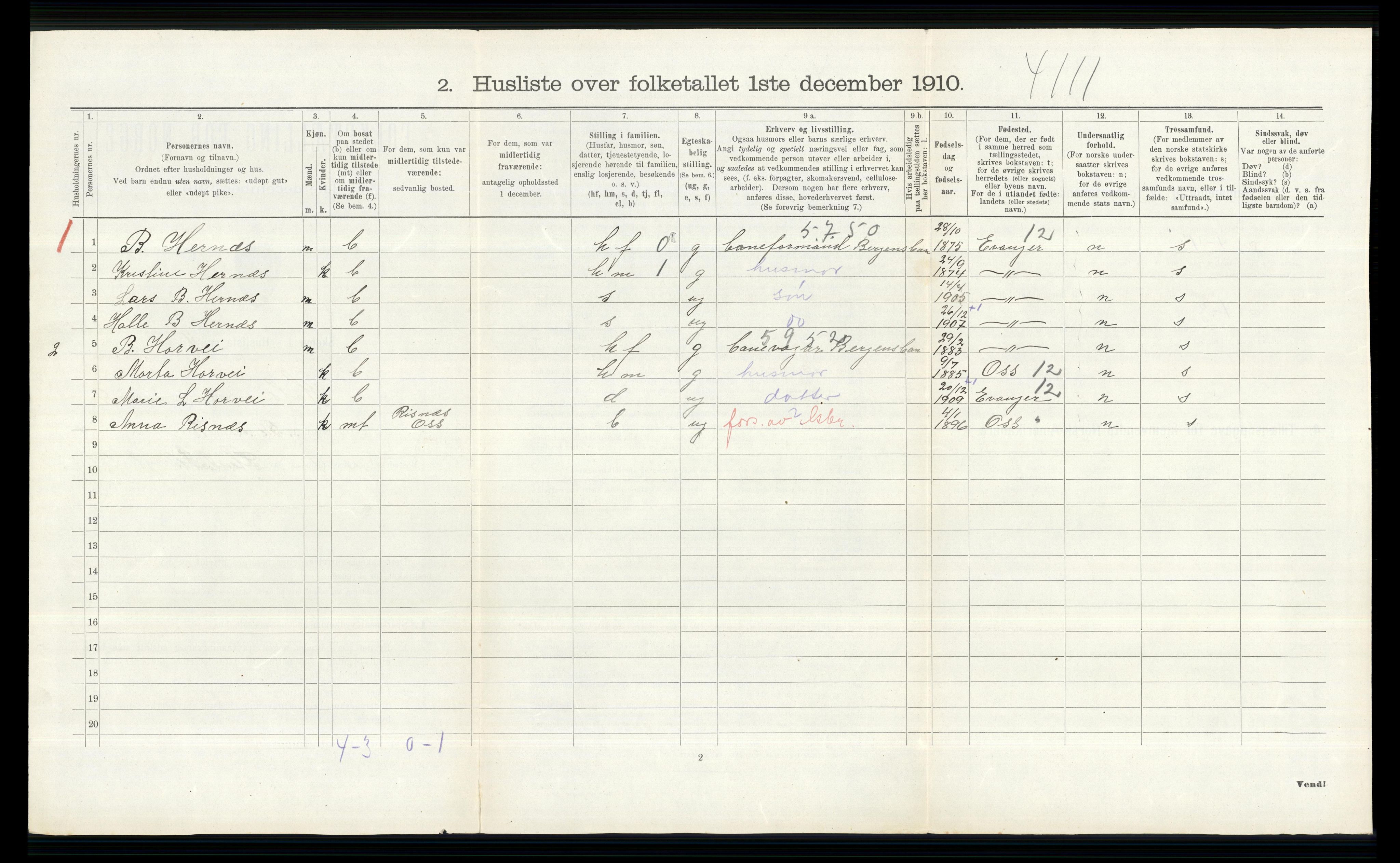 RA, 1910 census for Hol, 1910, p. 714