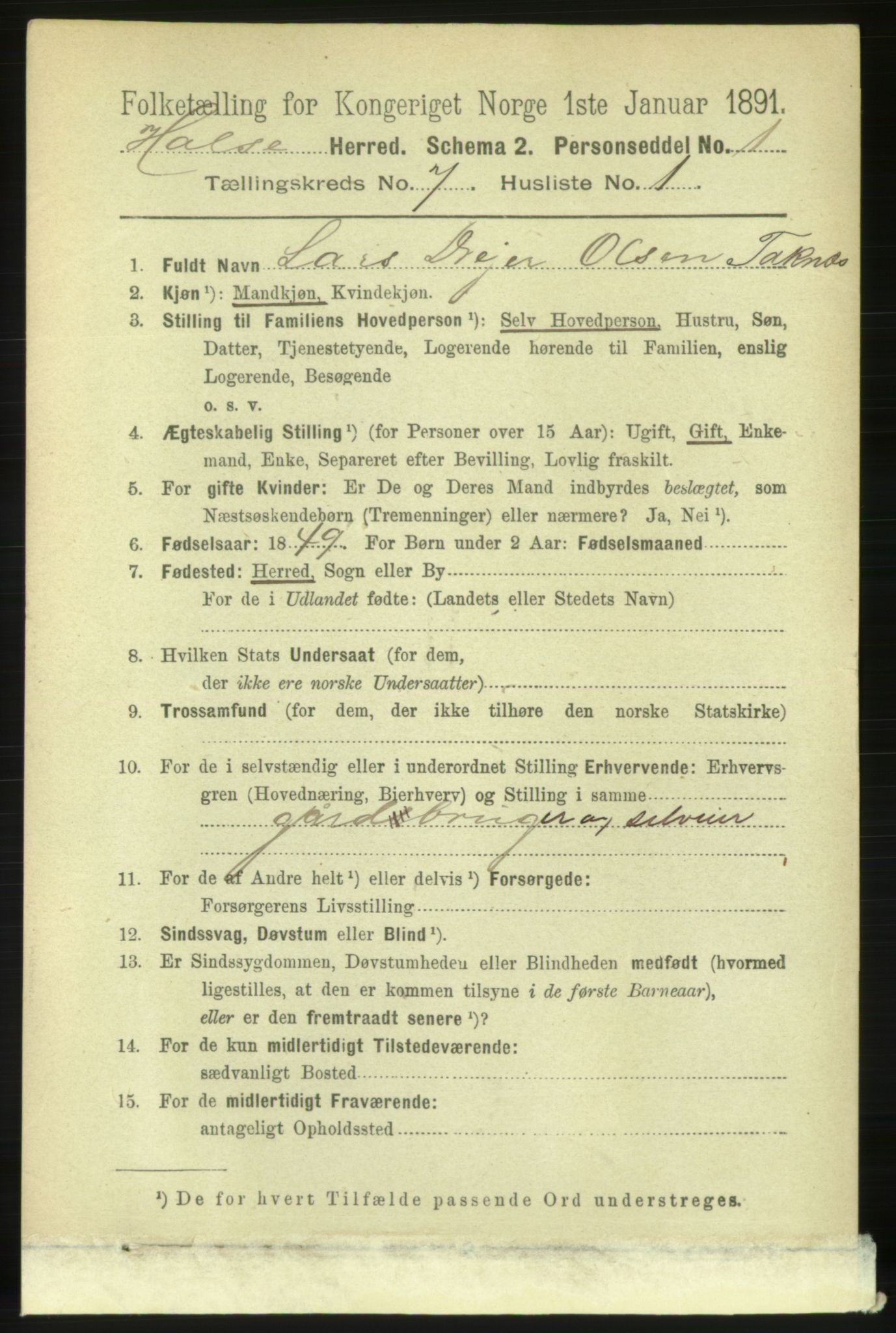 RA, 1891 census for 1571 Halsa, 1891, p. 1767