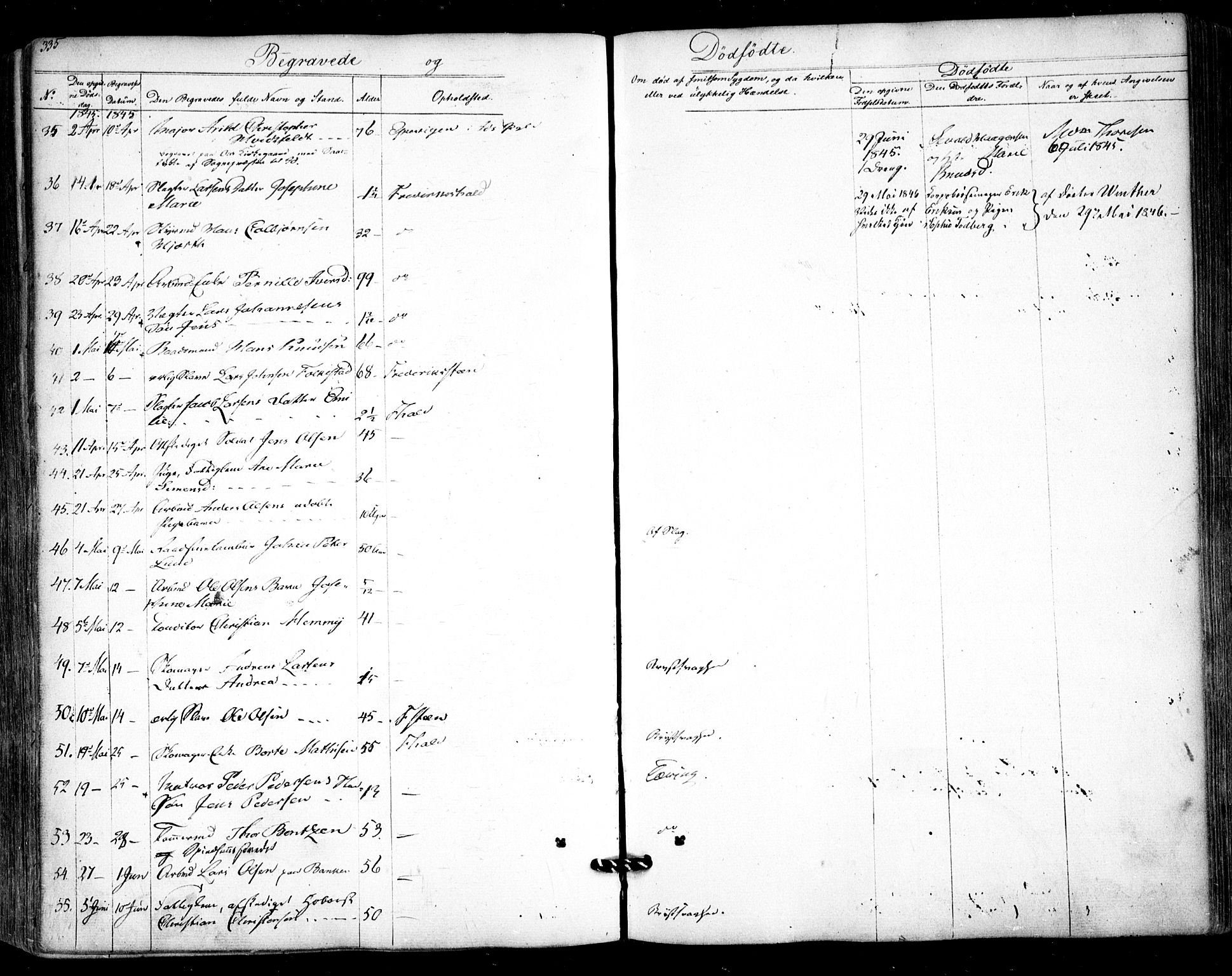 Halden prestekontor Kirkebøker, SAO/A-10909/F/Fa/L0006: Parish register (official) no. I 6, 1845-1856, p. 335