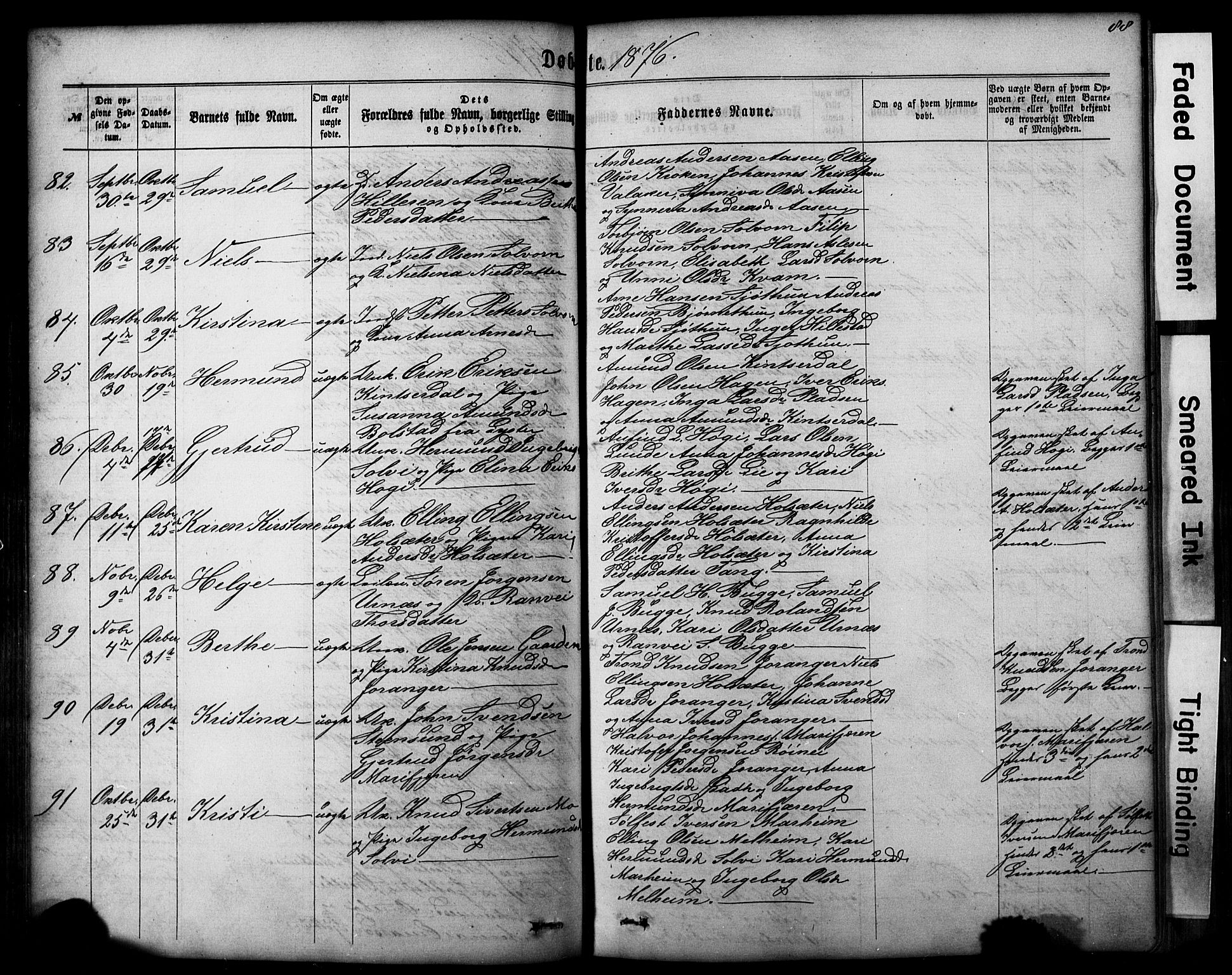 Hafslo sokneprestembete, AV/SAB-A-80301/H/Hab/Haba/L0001: Parish register (copy) no. A 1, 1866-1908, p. 88