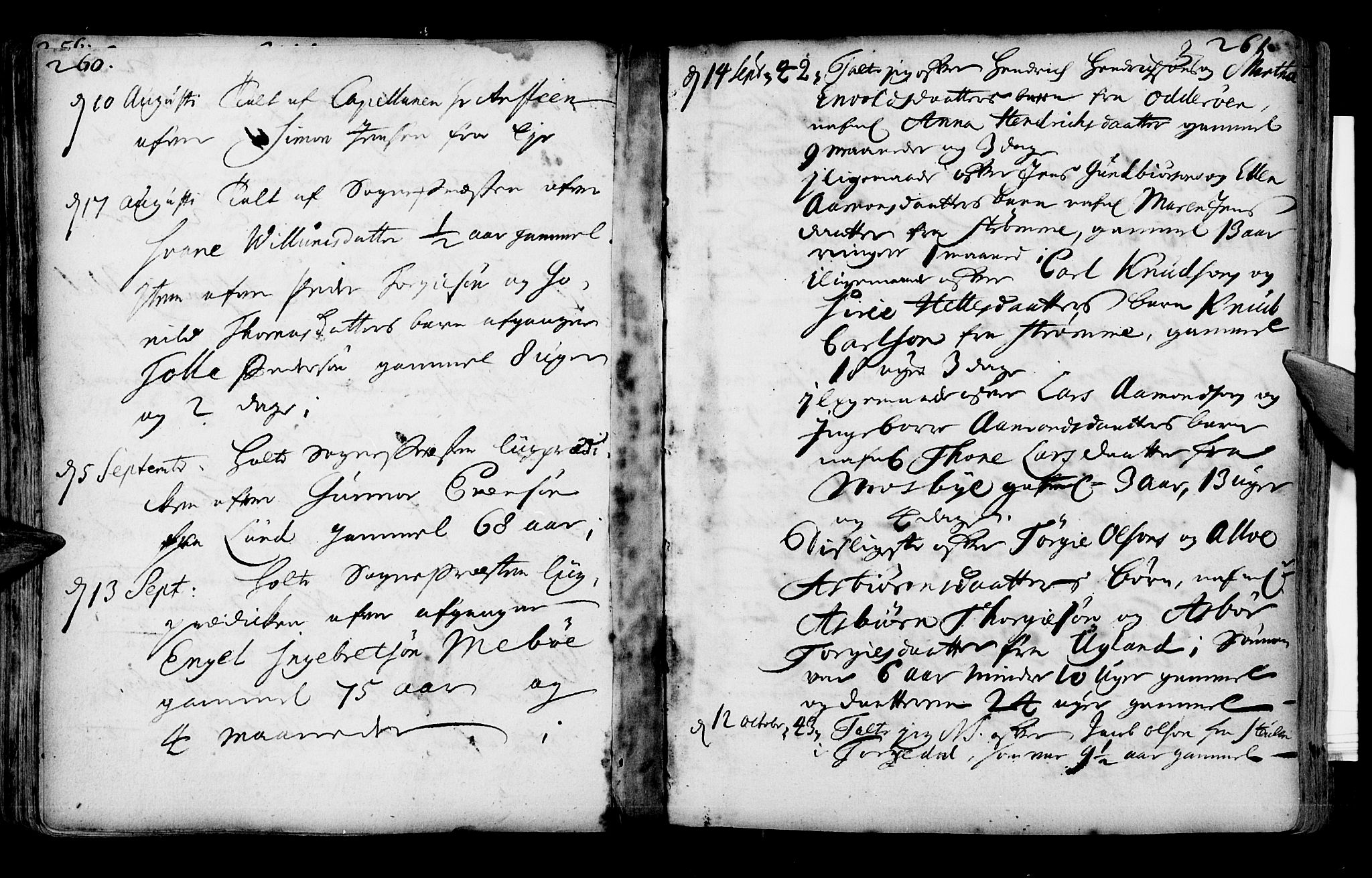 Oddernes sokneprestkontor, SAK/1111-0033/F/Fa/Faa/L0001: Parish register (official) no. A 1, 1692-1718, p. 260-261