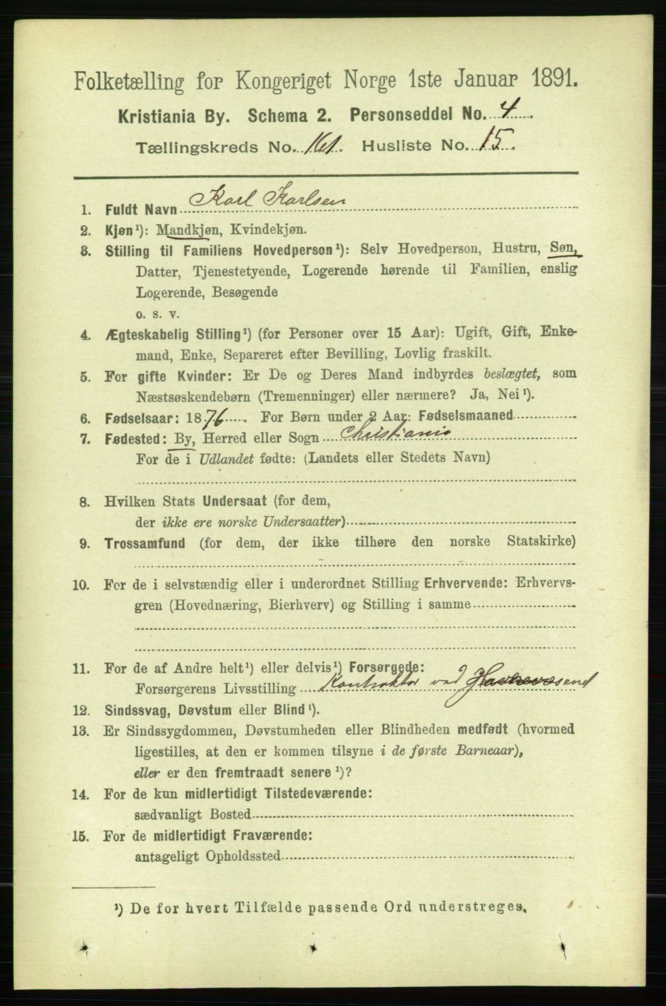 RA, 1891 census for 0301 Kristiania, 1891, p. 91846