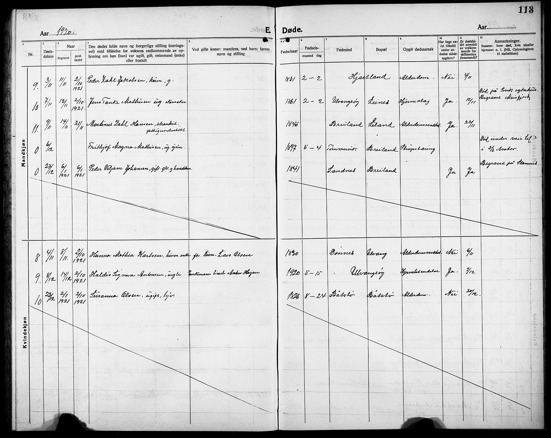 Ministerialprotokoller, klokkerbøker og fødselsregistre - Nordland, SAT/A-1459/832/L0495: Parish register (copy) no. 832C02, 1920-1932, p. 113