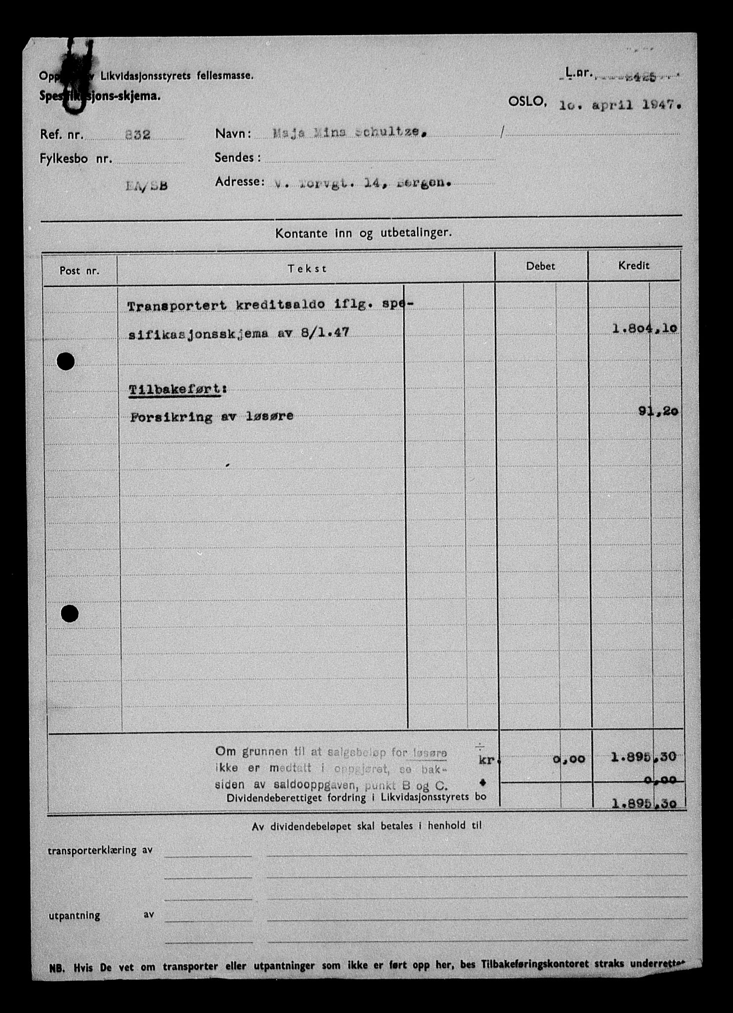 Justisdepartementet, Tilbakeføringskontoret for inndratte formuer, RA/S-1564/H/Hc/Hcd/L1006: --, 1945-1947, p. 21