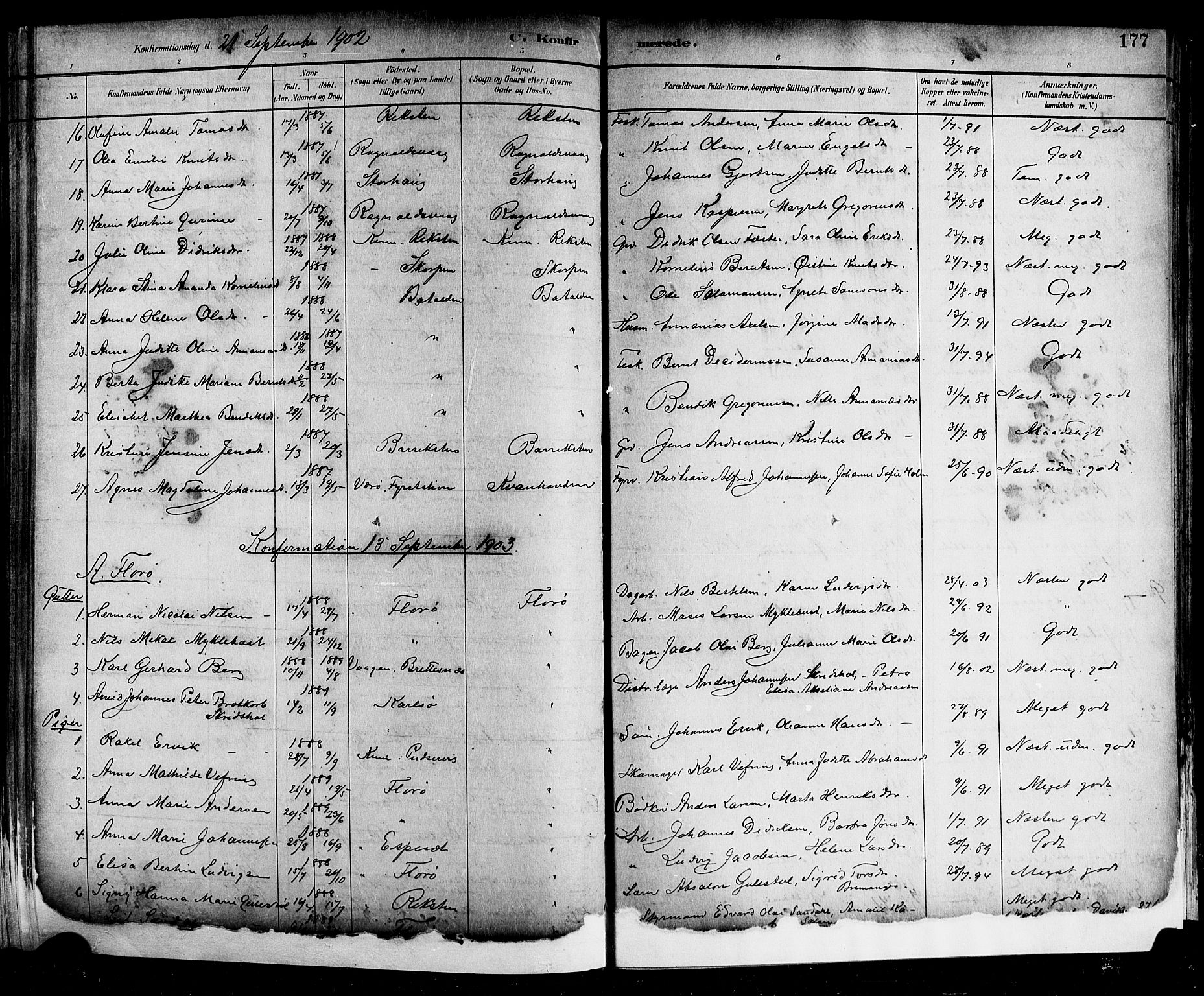 Kinn sokneprestembete, AV/SAB-A-80801/H/Hab/Haba/L0002: Parish register (copy) no. A 2, 1882-1906, p. 177