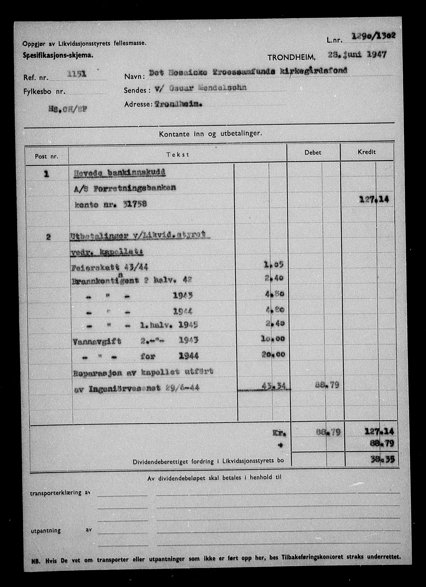 Justisdepartementet, Tilbakeføringskontoret for inndratte formuer, AV/RA-S-1564/H/Hc/Hca/L0906: --, 1945-1947, p. 125