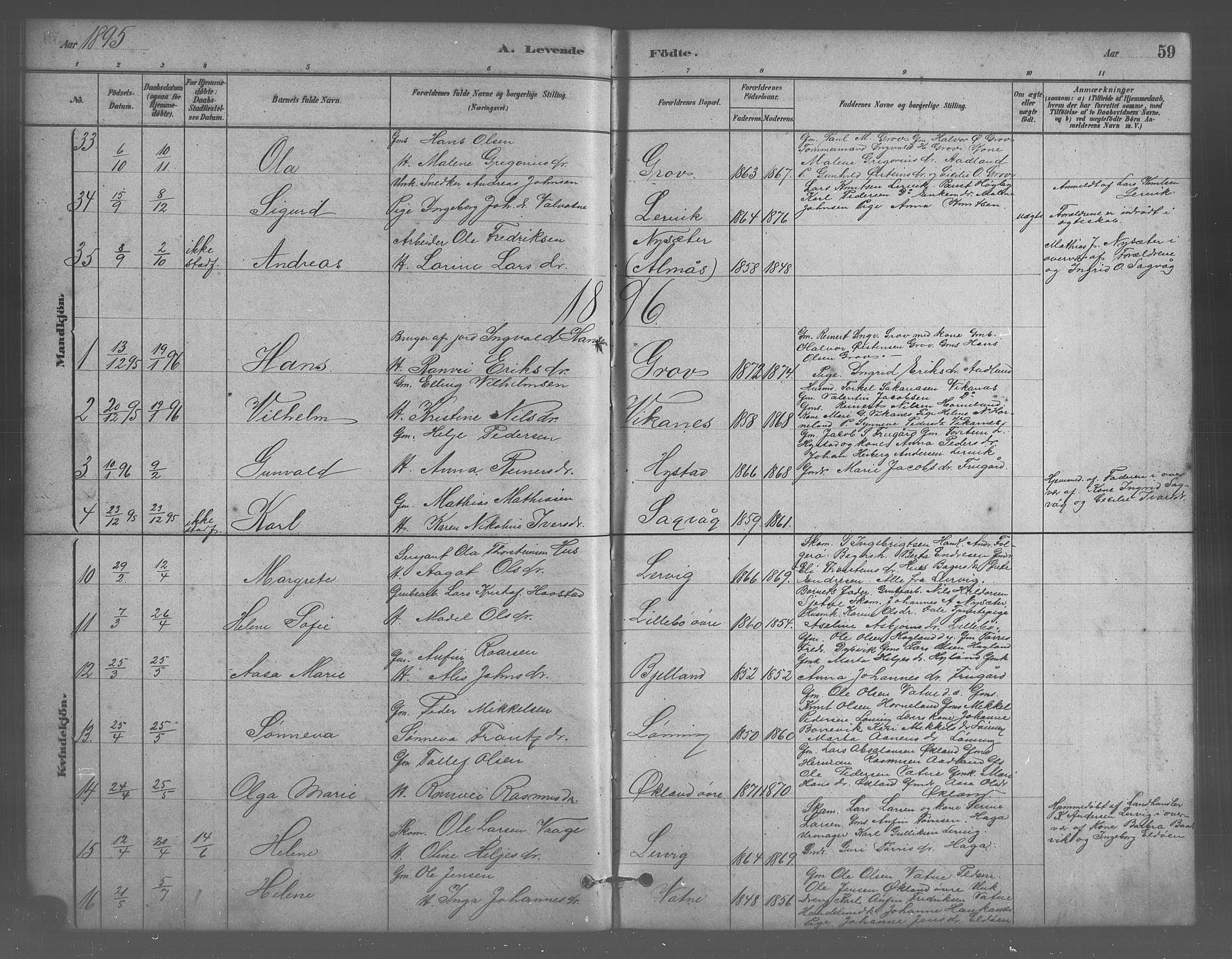 Stord sokneprestembete, AV/SAB-A-78201/H/Hab: Parish register (copy) no. A 2, 1879-1909, p. 59