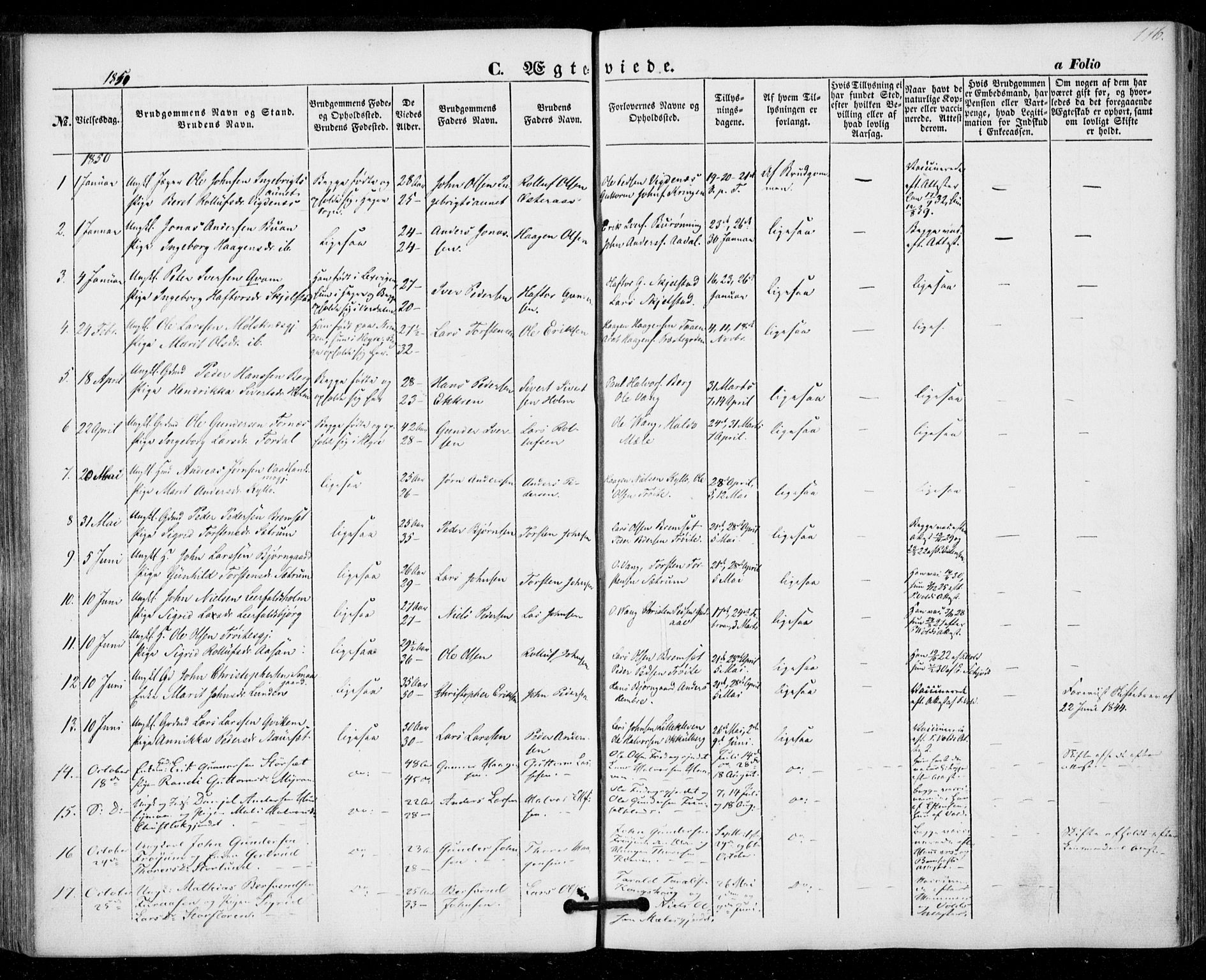 Ministerialprotokoller, klokkerbøker og fødselsregistre - Nord-Trøndelag, SAT/A-1458/703/L0028: Parish register (official) no. 703A01, 1850-1862, p. 116